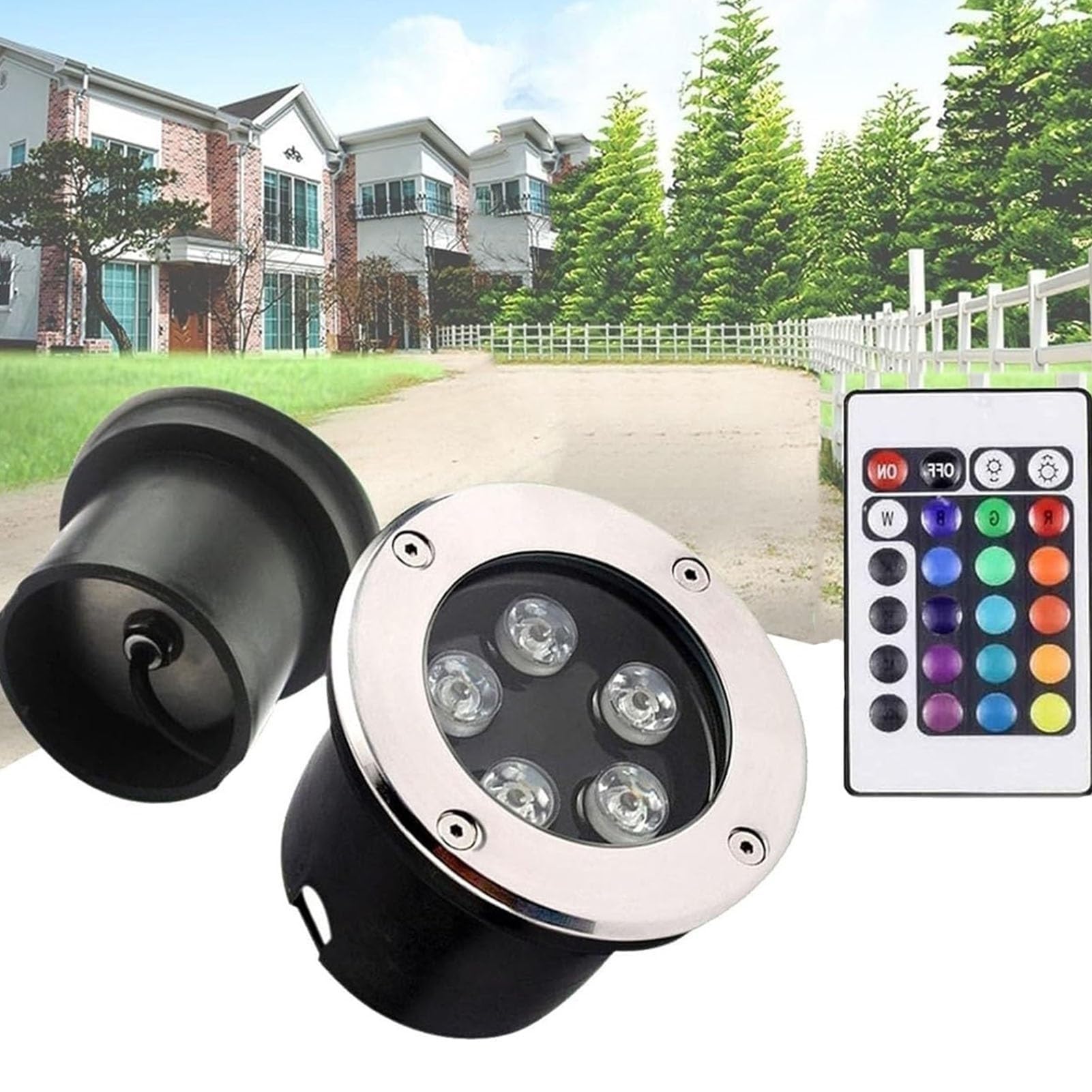 Tauchfähiges LED-Licht – Teichstrahler, 12–24V RGB-Außeneinbaustrahler, IP68 wasserdichte LED-Poolbeleuchtung, Für Teich, Brunnen, Terrasse, Rasenlandschaftsbeleuchtung(24w,Rgb-24V)