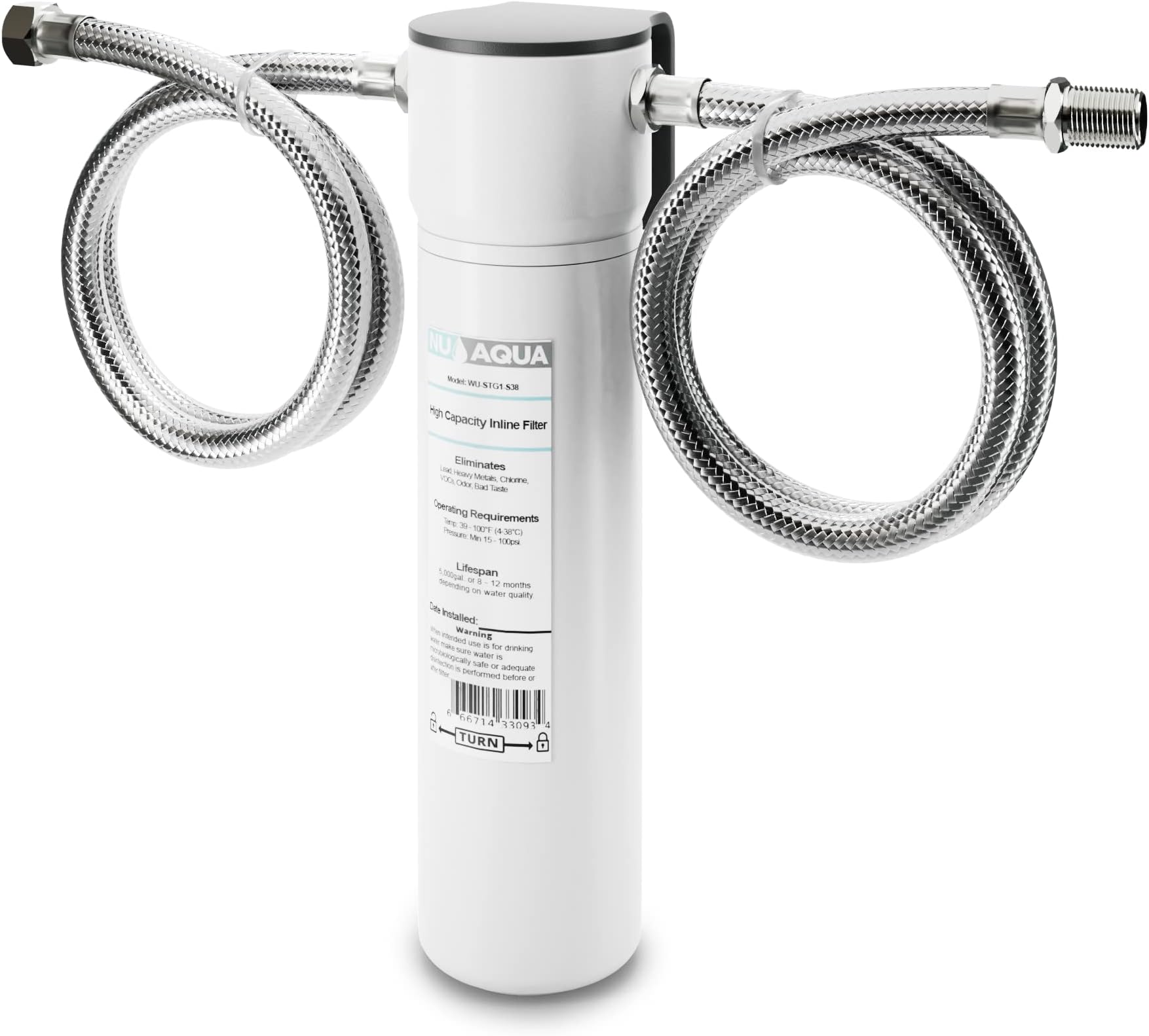 Nu Aqua Under Sink Water Filter System, High Capacity Fast Flow 3/8”, Reduces Lead, Chlorine, Bad Taste & Odor – Direct Connect Undersink Filteration System - 120-Day Trial