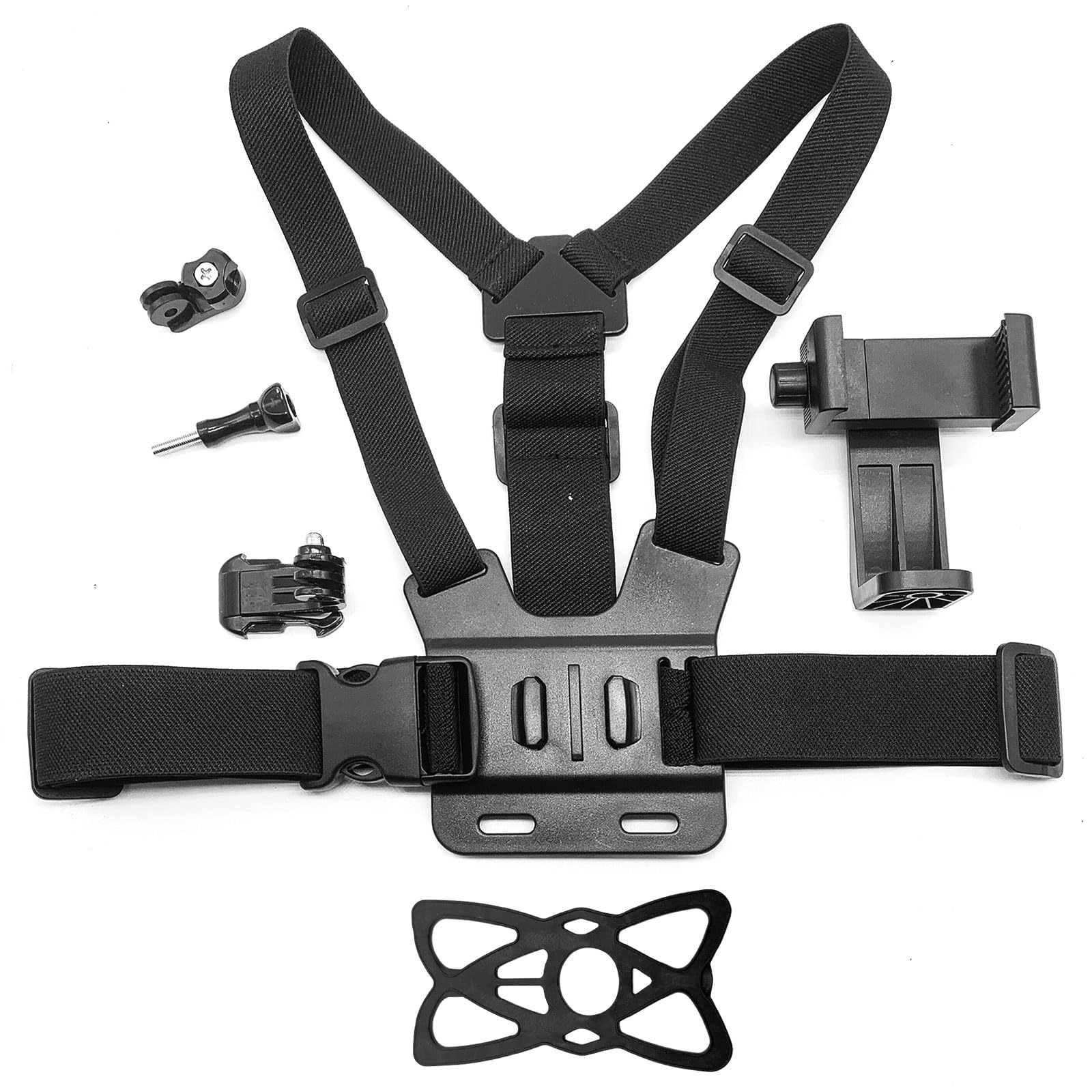 Cinturón elástico ajustable para montaje en el cuerpo, correa para la cabeza del pecho, juego de arnés para GoPro 11, 10, 9 Max, 8, 7, 6, 5 e Insta 360 cámaras y teléfonos móviles, soporte de pecho