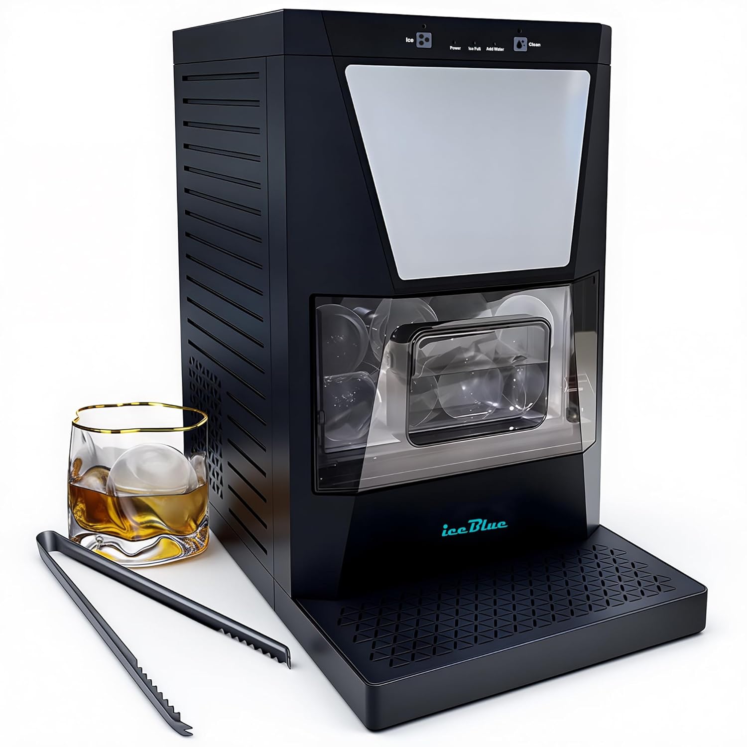 iceBlue 2" Clear Sphere Ice Maker, 2 Ice Balls in 60Mins Ice Machine, 40 pcs/Day Ice Ball Maker, Ice Makers Countertop with Self-Cleaning for Whiskey, Bourbon, Brandy, Rum