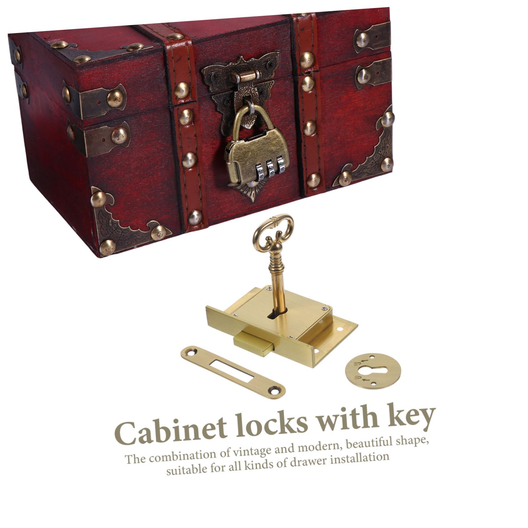 Cerradura de Cajón Vintage de Latón para Muebles Ajuste Preciso Atascos, Adecuado para Puertas de Armario y Cajones Hogar