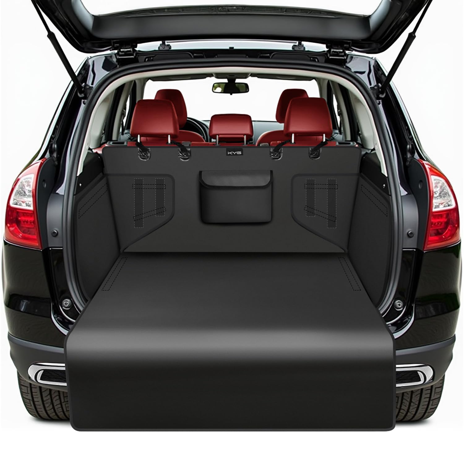 KYG Telo Auto per Cani Universale Impermeabile e Resistente Telo Bagagliaio Auto con Protezione Laterale Telo Cane Auto Bagagliaio Facile da Pulire per Auto, SUV e Camion, 185 * 105 * 38cm - Nero