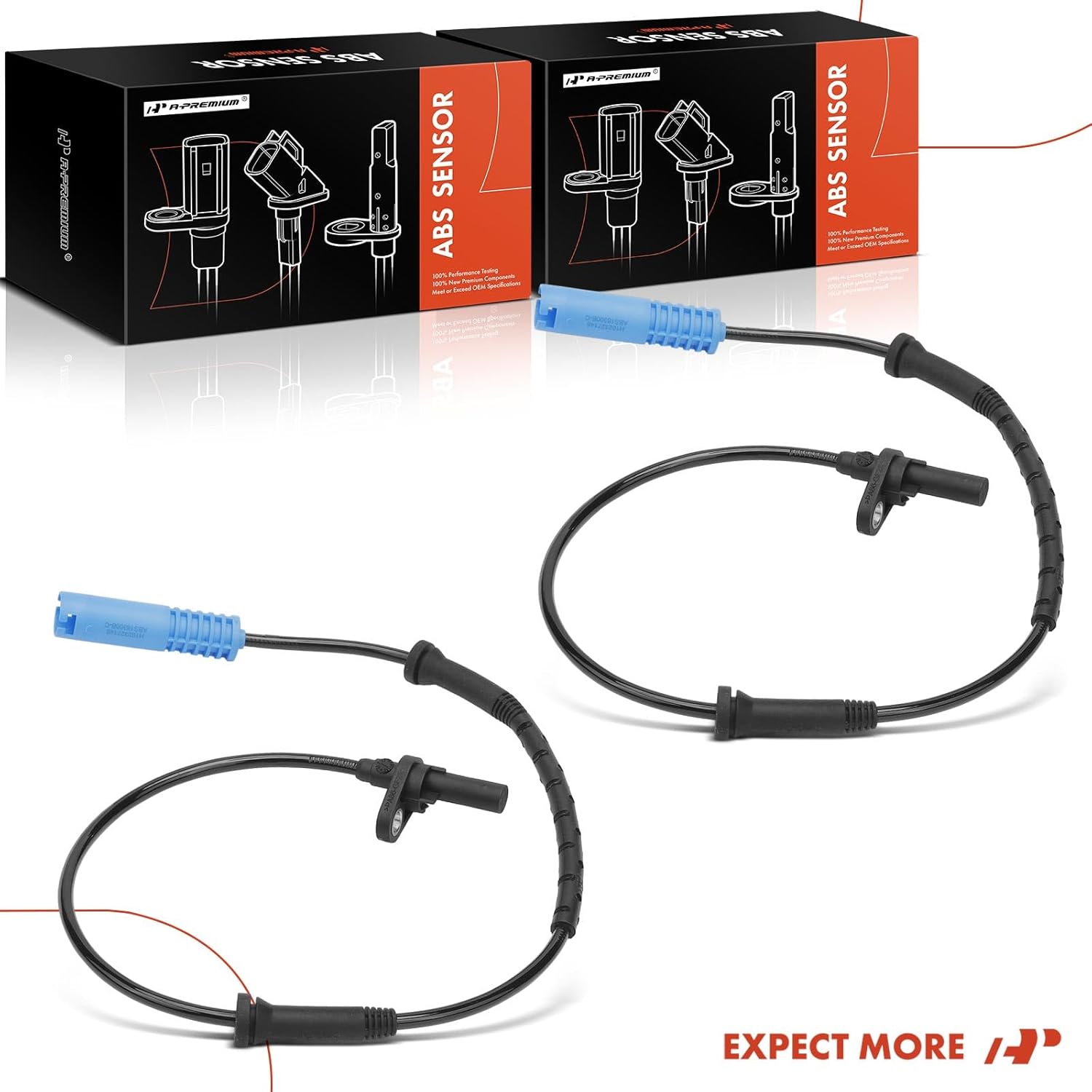 A-Premium Pack of 2 Front Side ABS Wheel Speed Sensors For BMW 323i 325xi 328i xDrive 328xi 330xi 335i xDrive 335xi L6 3.0L