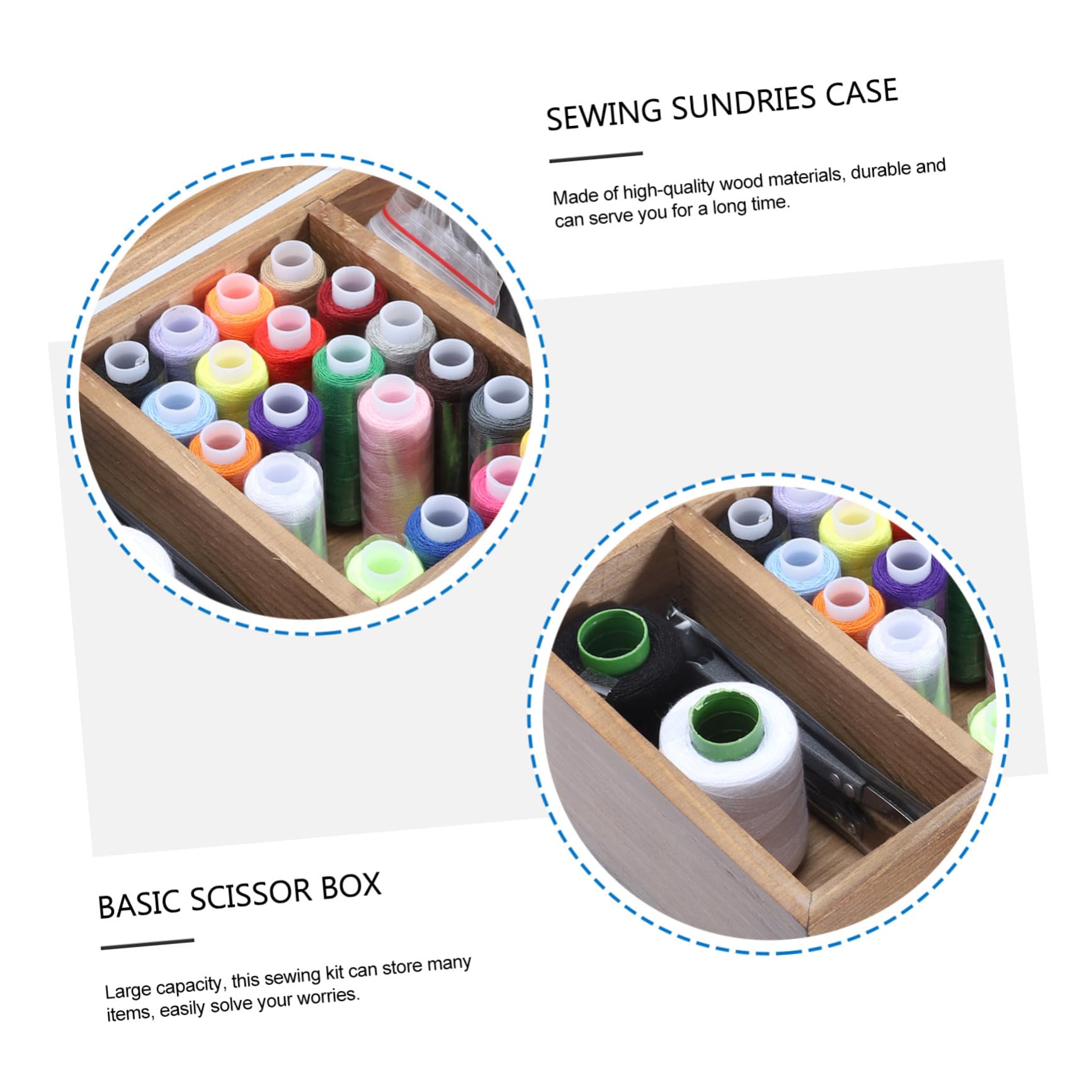 PLAFOPE Caja de Madera Vintage para Costura Gran Capacidad, Almacenamiento Ecológico para Agujas, Hilos y Tijeras en Kit de Costura DIY