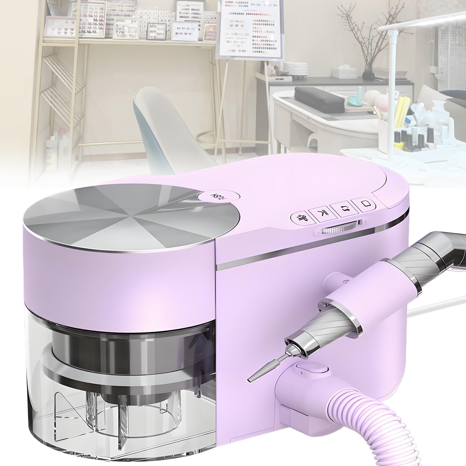 Kit Trapano Elettrico per Unghie 2 in 1, aspiratore per Polvere e Trapano per Unghie – 30000 Giri/min con Potente aspirazione, aspirapolvere per Polvere, Motore Senza spazzole