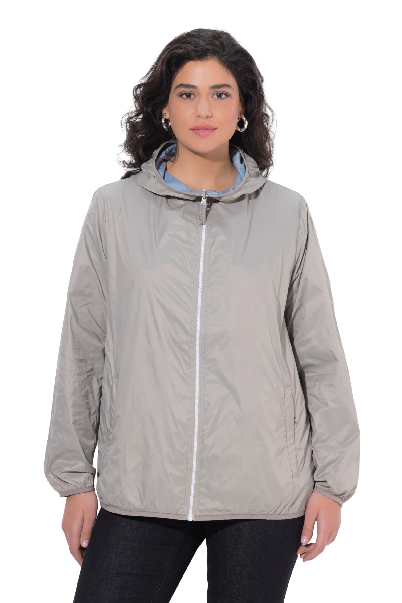 Ulla Popken Damen große Größen Übergrößen Plus Size HYPRAR Wendejacke, wasserabweisend, Kapuze 846569