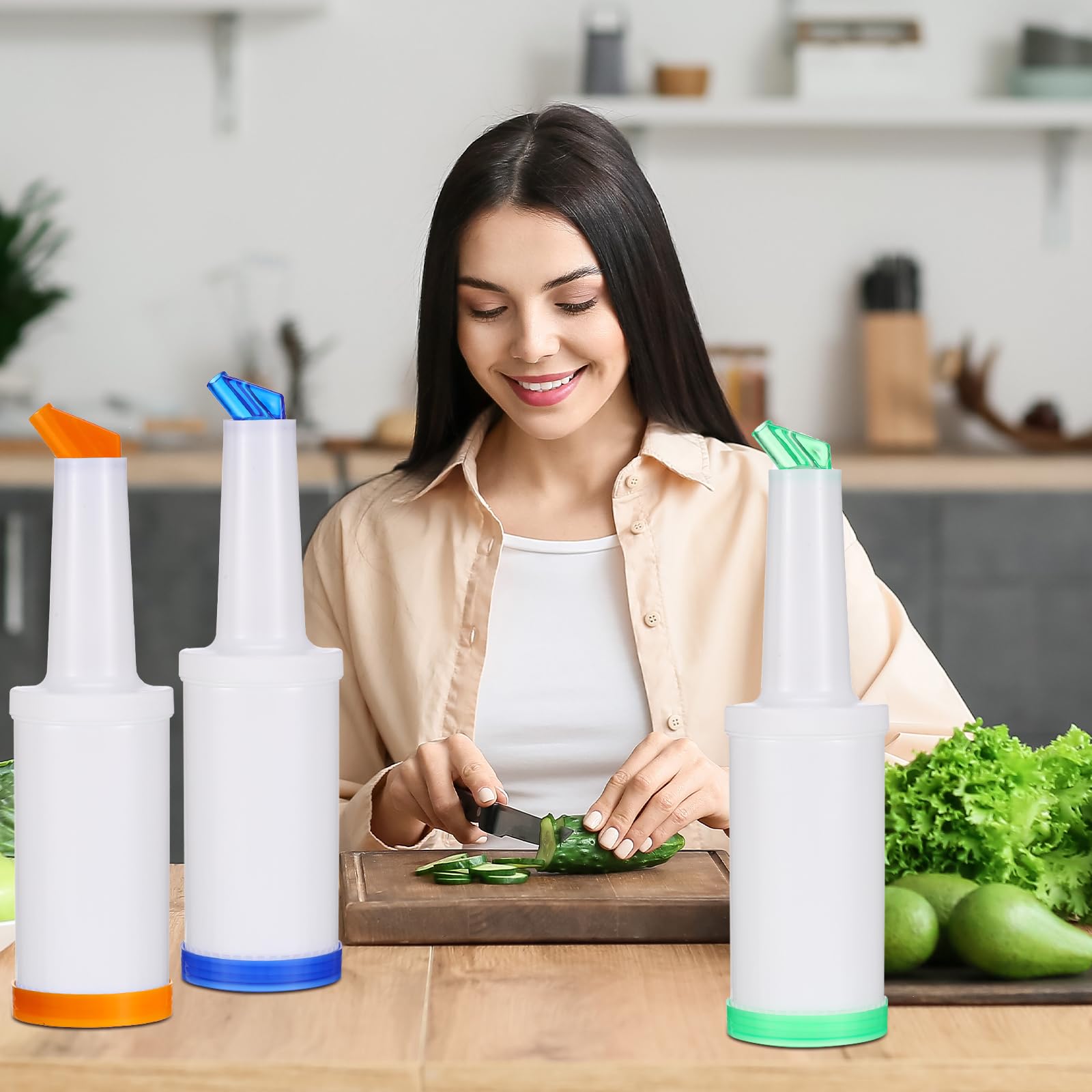 6-Pack Juice Dispenser Bottles With Pour Spouts – 33 Oz, 6 Colors, Stainless Steel Tops – Perfect For Bars & Parties