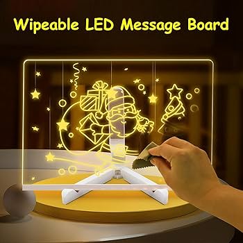 Amazon.com: Tablero de notas LED con colores de 11.8 x 7.9 pulgadas, tablero  acrílico de borrado en seco con luz, tablero de escritura de dibujo LED  para niños con 7 rotuladores, tablero