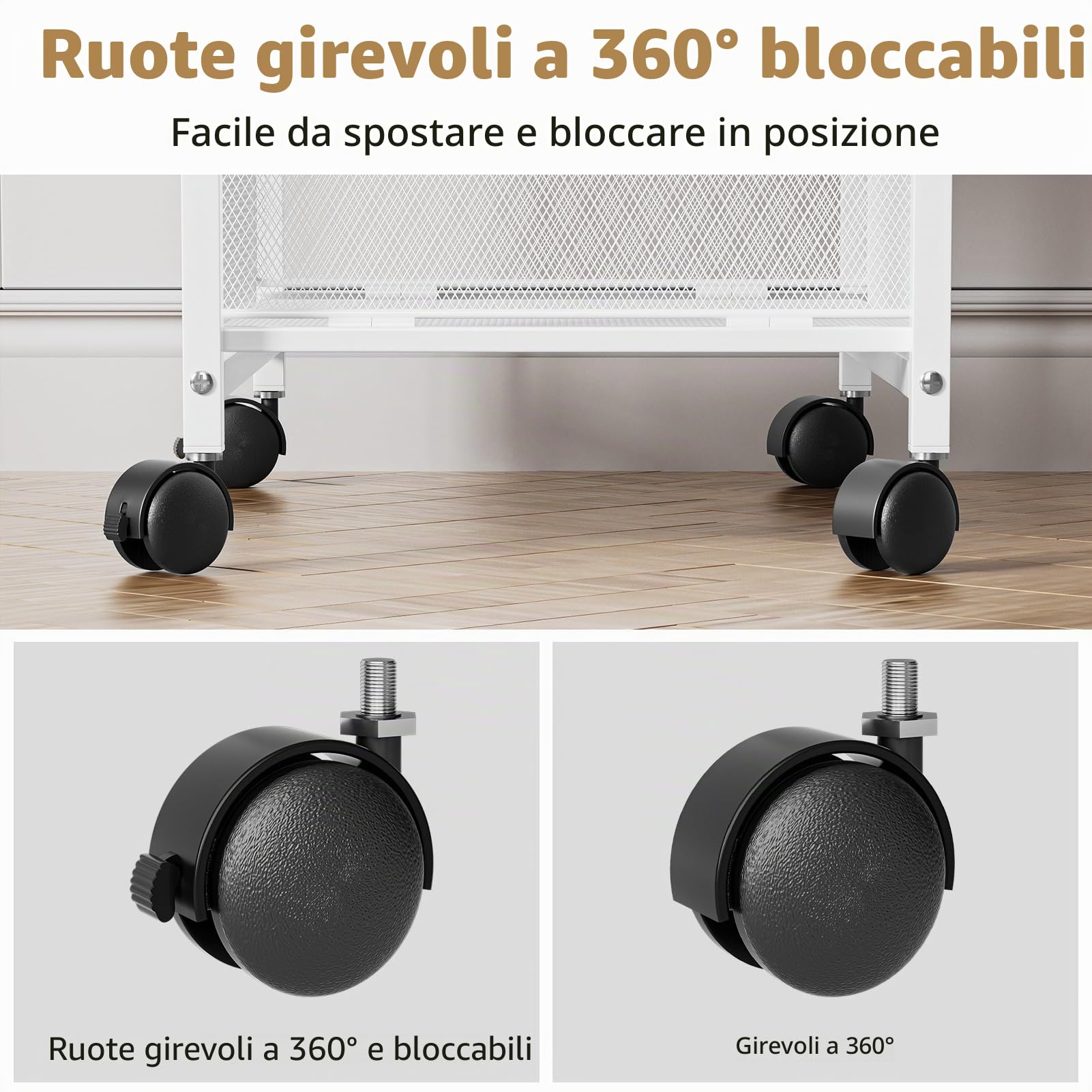 Marbrasse Supporto per Stampante con Ripiano Portaoggetti,3-Livelli Carrello Grande su Ruote con Cassetti per Armadietti Porta Documenti per Stampante 3D,Telefono Cellulare,Ufficio Domestico(Bianco)
