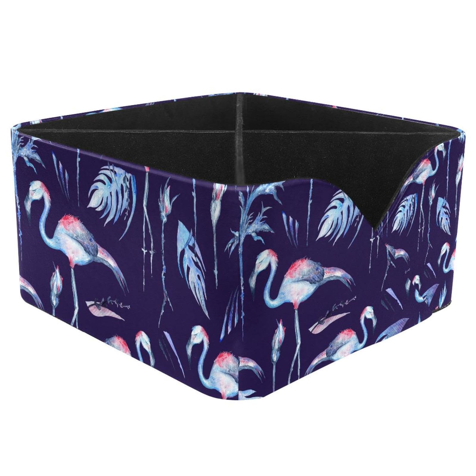 KengjuTesu Exotic Palm Tree Flowers Flamingo Birds Pattern Desktop Organizer Pen Holder, Rectangular Pencil Cup for Office, Study and Makeup Stations