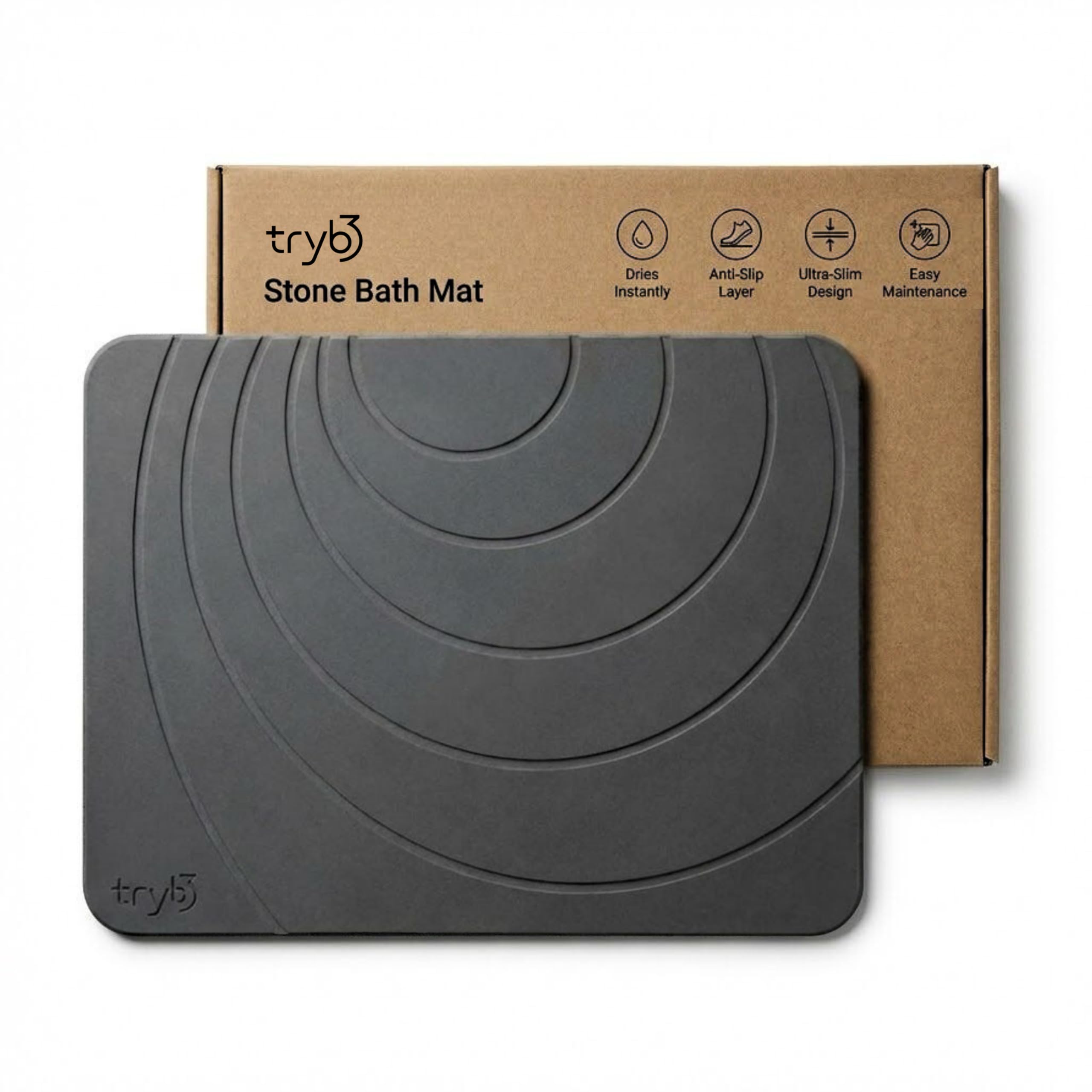 Engraved Diatomaceous Earth Mat | Fast-Drying Stone Surface | Anti Slip Bathroom Mat with Instant Absorption | Bathroom Mats Water soak Without Dampness, Regular (45cm x 35cm)