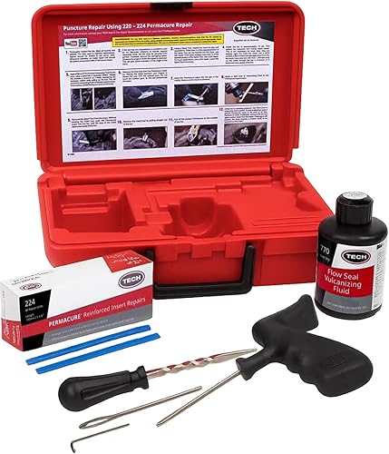 TECH Permacure - Kit de tapones para neumáticos de camión, herramientas ideales y fijación de neumáticos planos para camiones, tractores y