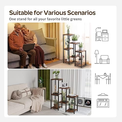 Miniatura 6 de Soporte para plantas en maceta de 3 niveles y 7 para interiores, soportes para plantas de interior, estante de esquina para sala de estar, soporte