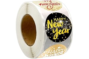 Black & Gold Happy New Year Stickers