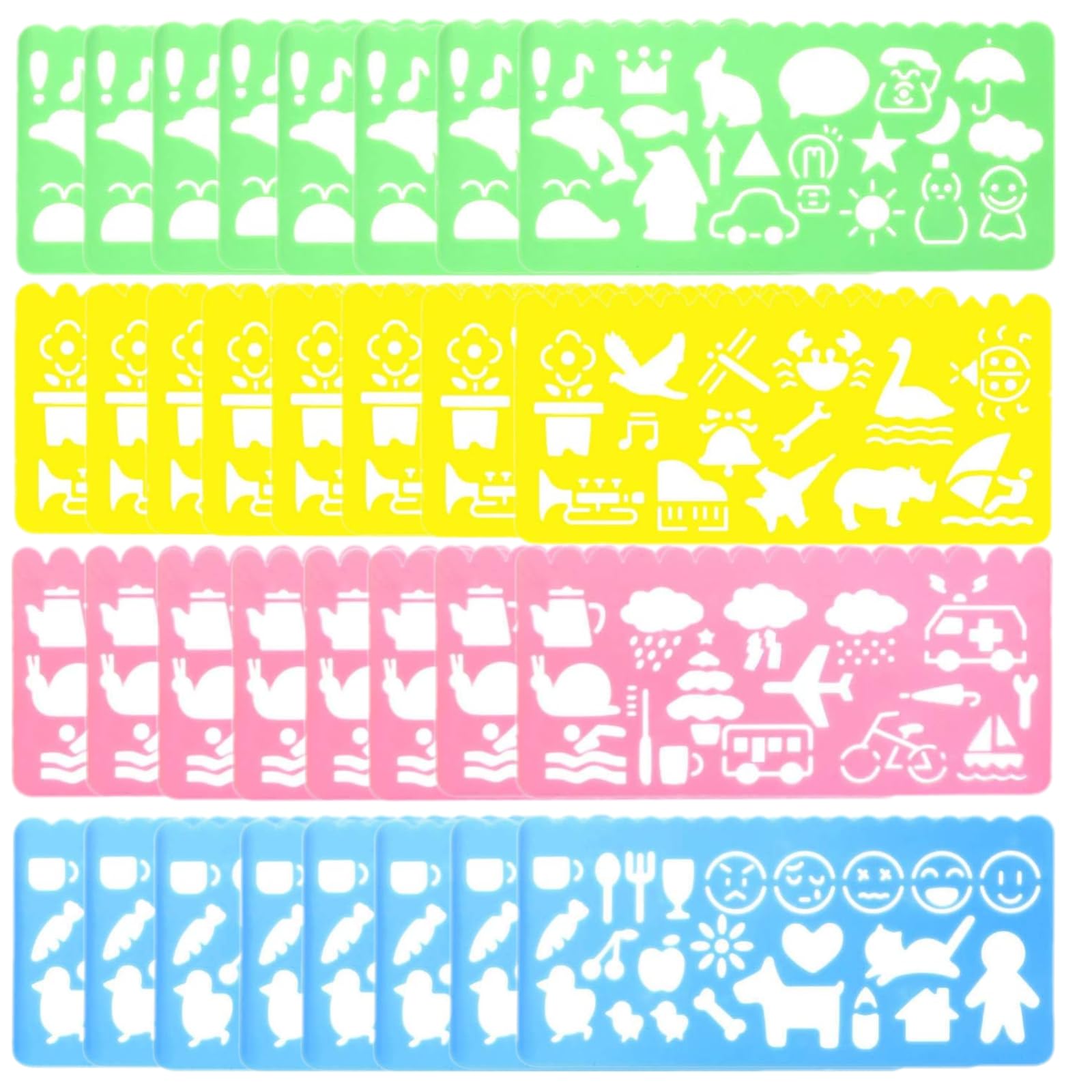Pochoirs à dessin et papier à gratter arc-en-ciel pour enfants | Lot de 32 pièces créatives