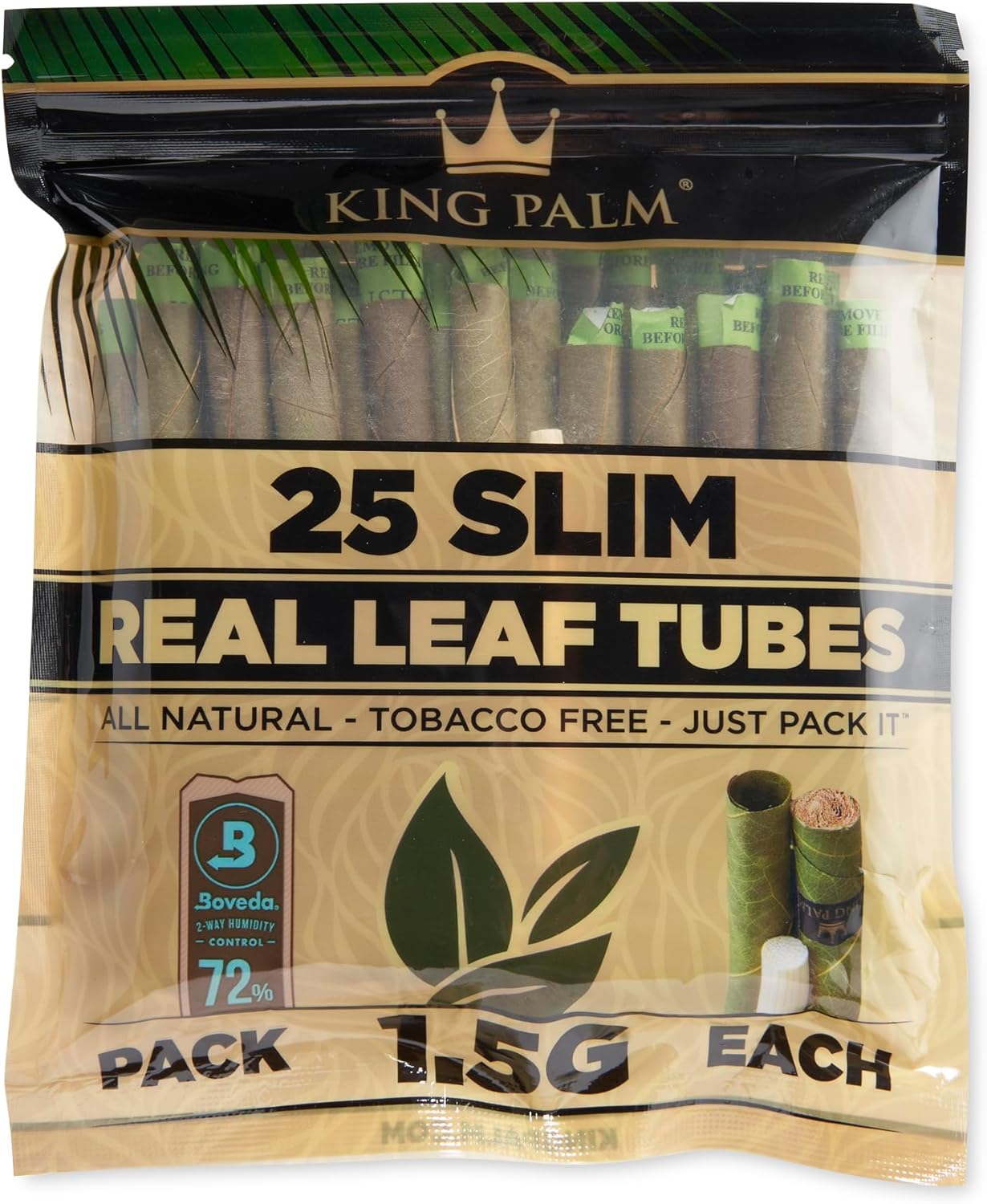 King Palm Slim Size Natural Pre Wrap Palm Leafs - Pre Rolled Cones - All Natural Cones - Corn Husk Filter - Preroll Cones - Prerolled Cones with Filter - Organic Cones (2 Packs, 50 Cones)