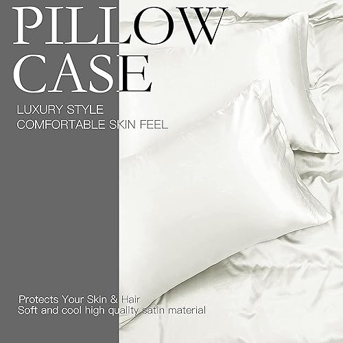 Miniatura 4 de Juego de funda de edredón de satén de 3 piezas, juego de ropa de cama de lujo de seda rica súper suave con cierre de cremallera, tamaño California