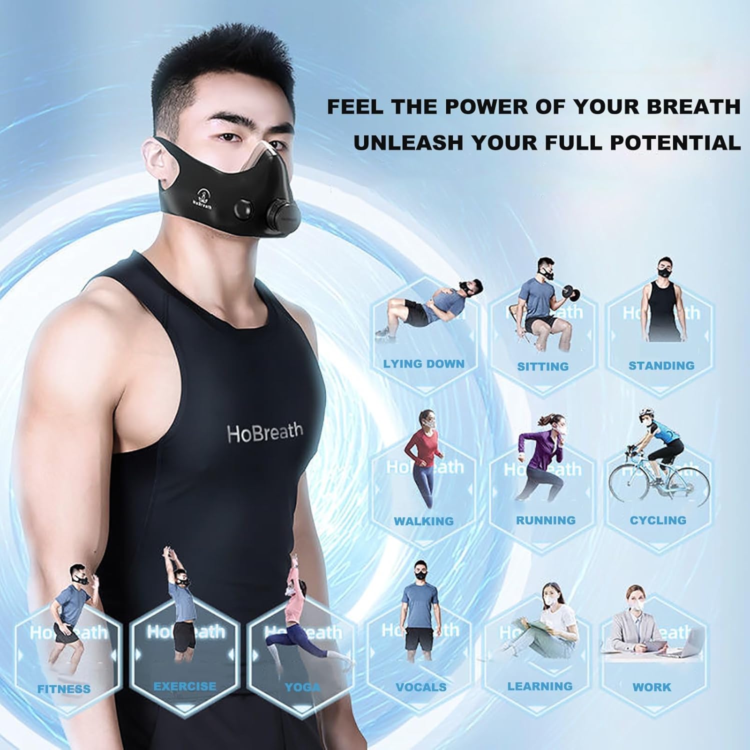 CurLEr HIIT Workout Mask, Professional 10 Level Oxygen Resistance Adjustment, Increased Efficiency of Training, Ideal for Gym, Fitness Running, Cardio, Endurance (Size : White)