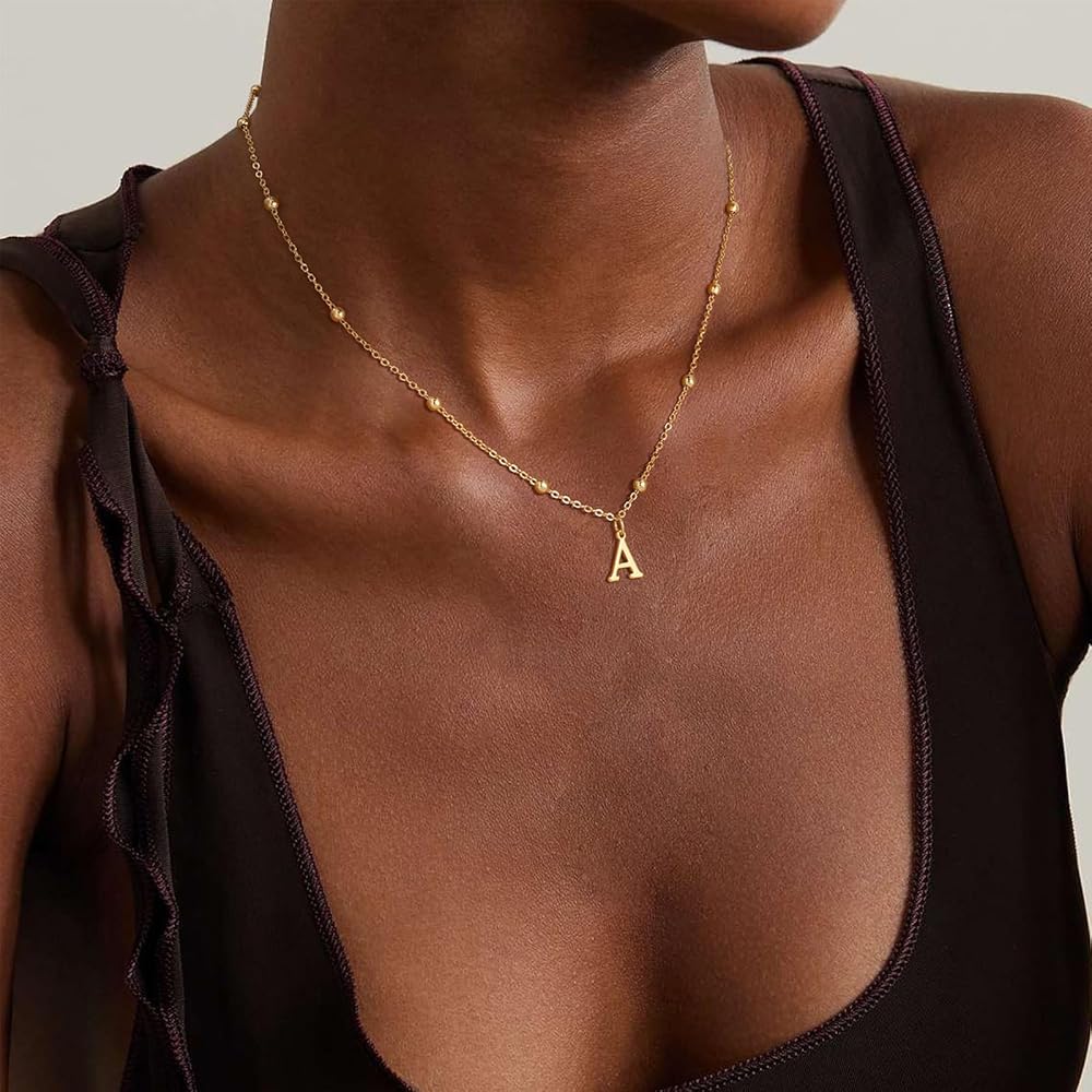 ネックレス・ペンダント LOVE ME MONSTER Surgical Mini Initial Necklace L203MNK190 Amazon.com: De Amo Sara Initial Necklaces for Women, Dainty
