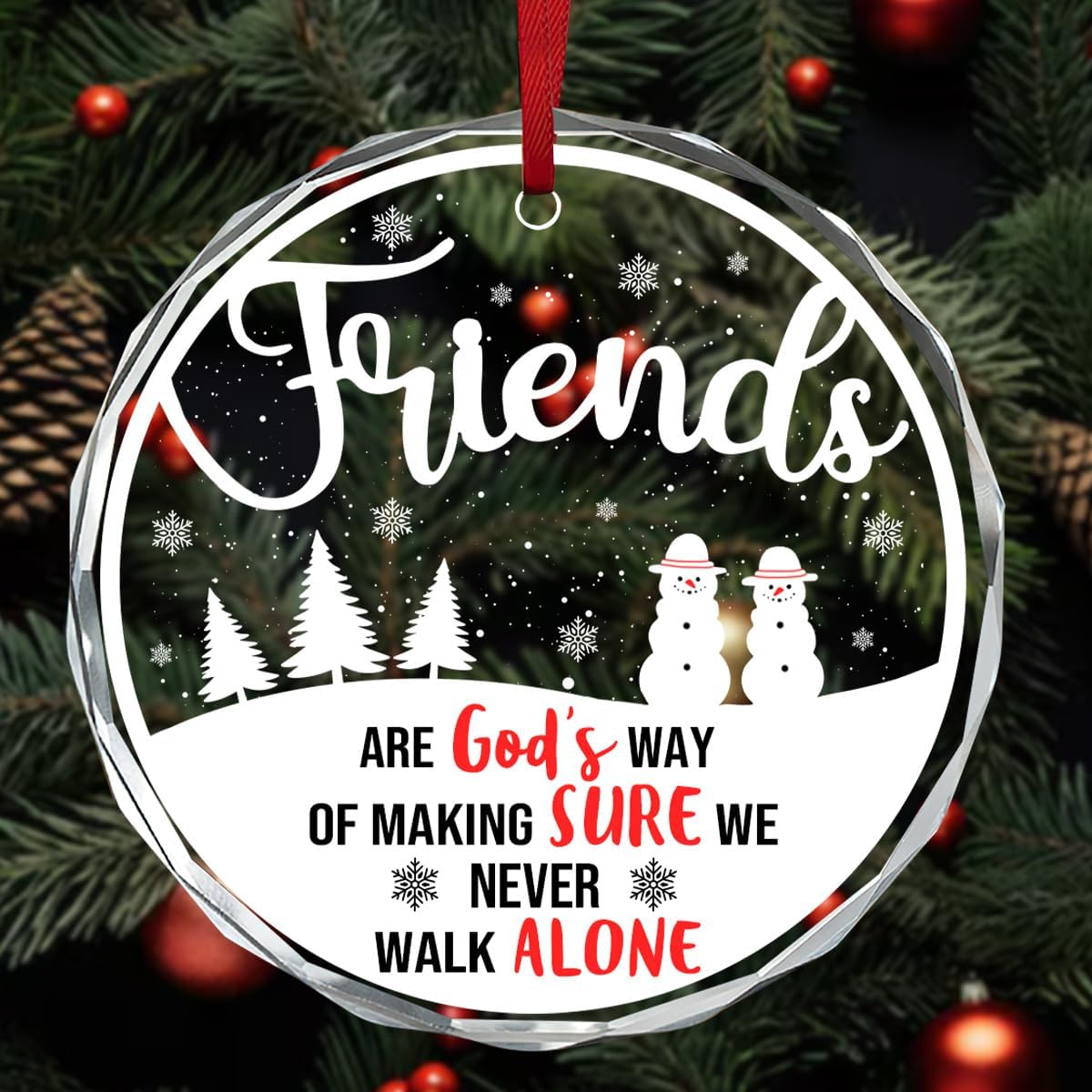 Jesuspirit Friends Christmas Ornaments 2025, Friendship Gifts for Women Friends, Ornament for Christmas Tree, Sister Gifts Ornament (Friends are God's Way of Making Sure We Never Walk Alone) - Image 3