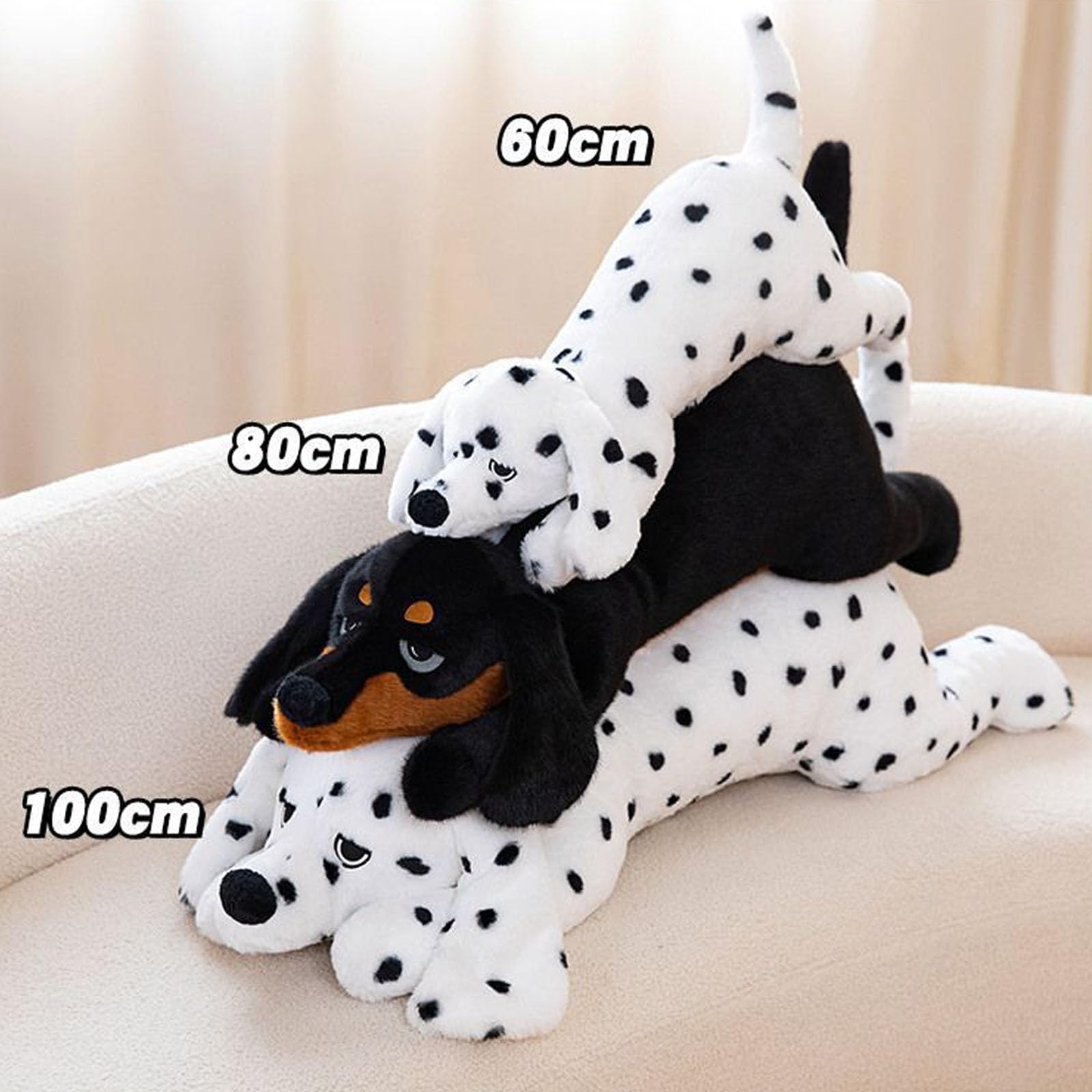 Lang Riesen Plüschhund Kuscheltier XXL Dackel Stofftier Dalmatiner Plüschtier,Liegende Plüschhund,Niedliches Kuscheltier,Lebensecht Plüschtier Spielzeug,Geschenke für Mädchen Jungen (100cm,Dalmatiner)