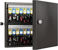 Vista 13 de WeHere Caja de Llaves de 32 Llaves con Doble Cerradura, Desbloqueo por Combinación y Llave, Gabinete de Llaves para Montaje en Pared con Etiqueta