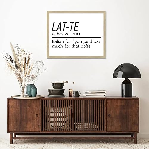 Miniatura 8 de Letrero artístico de madera de estilo rústico con la divertida definición del sustantivo de Lat-Te, marco beige para puerta delantera, casa de