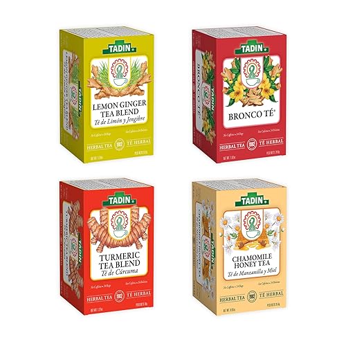 Tadin Kit de té de hierbas de temporada, sin cafeína, 24 bolsas de té por caja, paquete de 4 cajas en total, 24 unidades (paquete de 4)