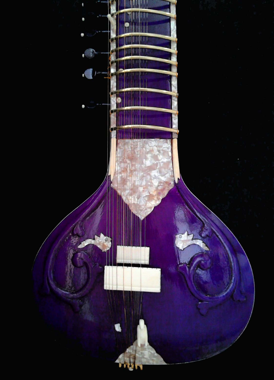 Purple Haze eléctrica guitarra acústica diseño psicodélico Indian Sitar Fusion W Piezo Pastillas