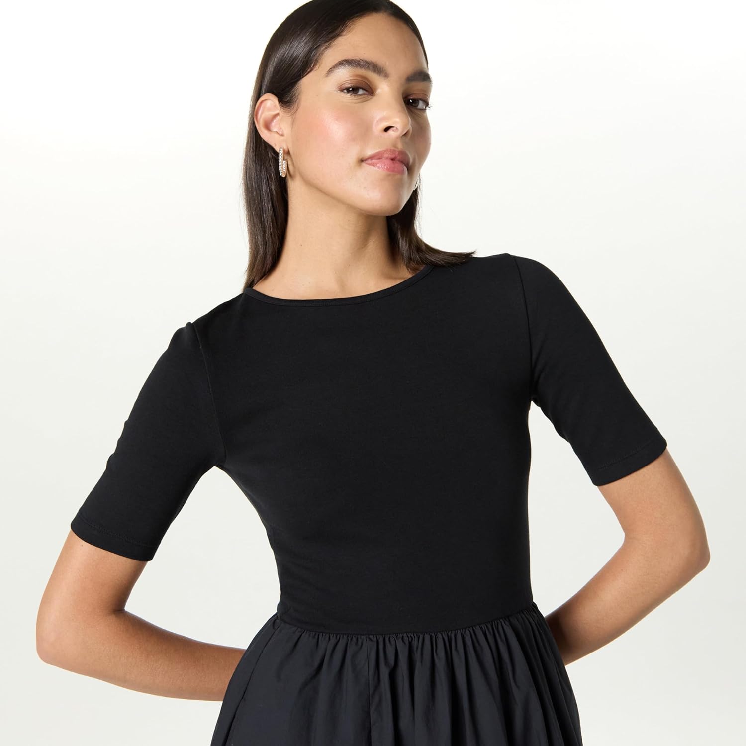 The Drop Womens Barrett Short Sleeve Mixed Media Dress - Image 3