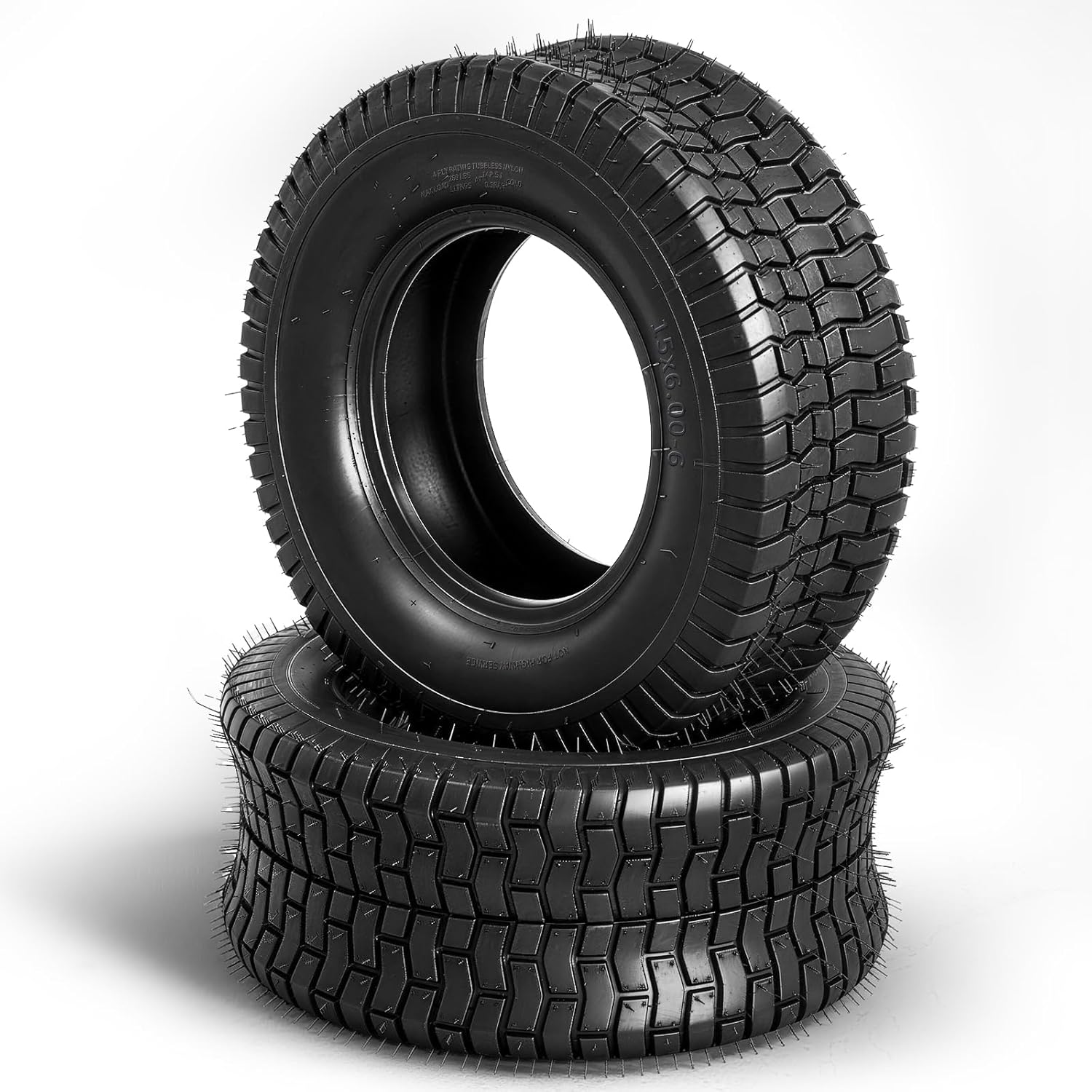 Set of 2 15x6.00-6 Lawn & Garden Mower Tires for Tractor Lawn Mower Riding Golf Carts 4Ply Tubeless