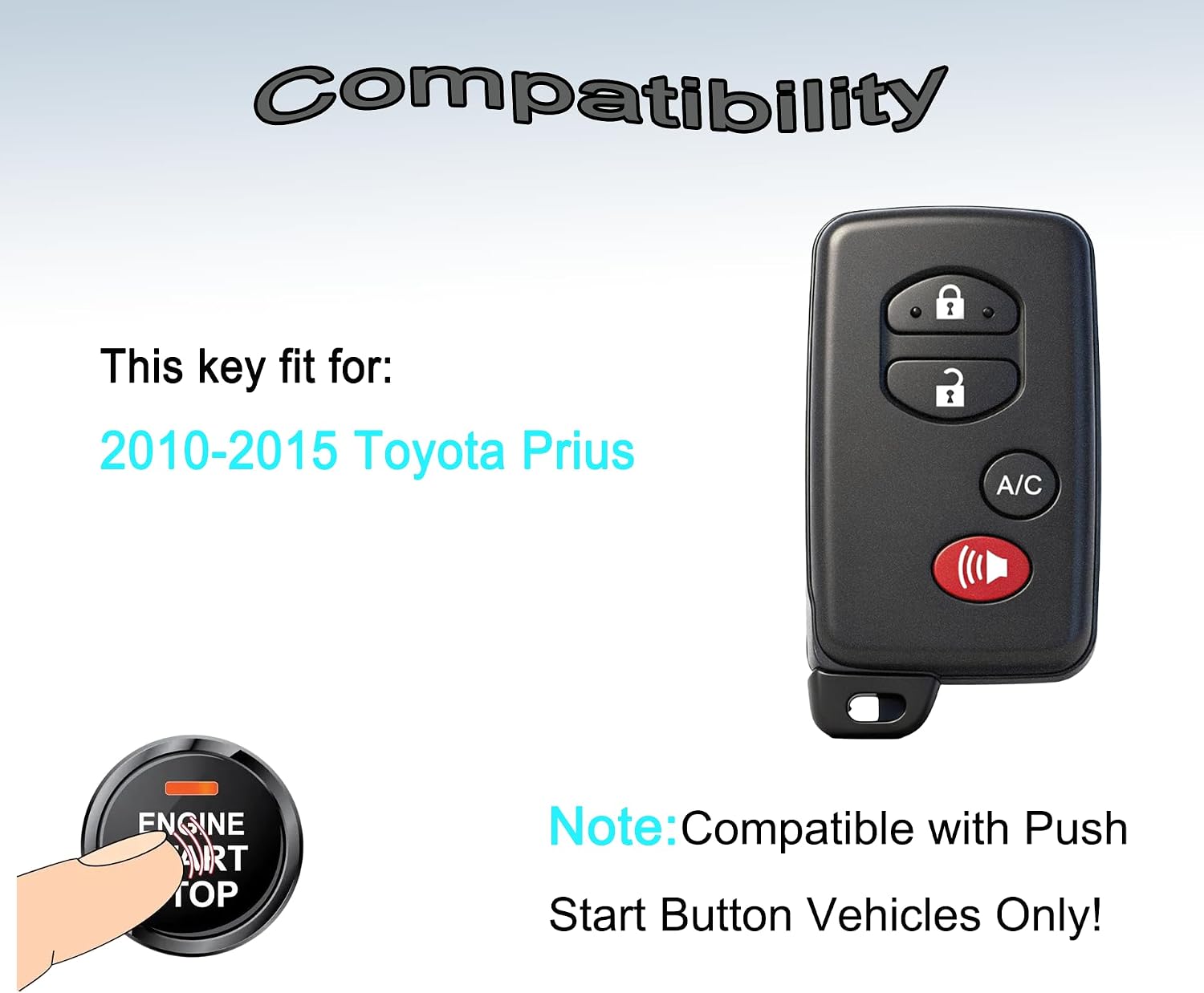 Smart Key for Toyota Prius 2010-2015， YIKEBALOG 4-Button Remote Key Fob HYQ14ACX 271451-5290 89904-47350 89904-47351 89904-47150 89904-47352