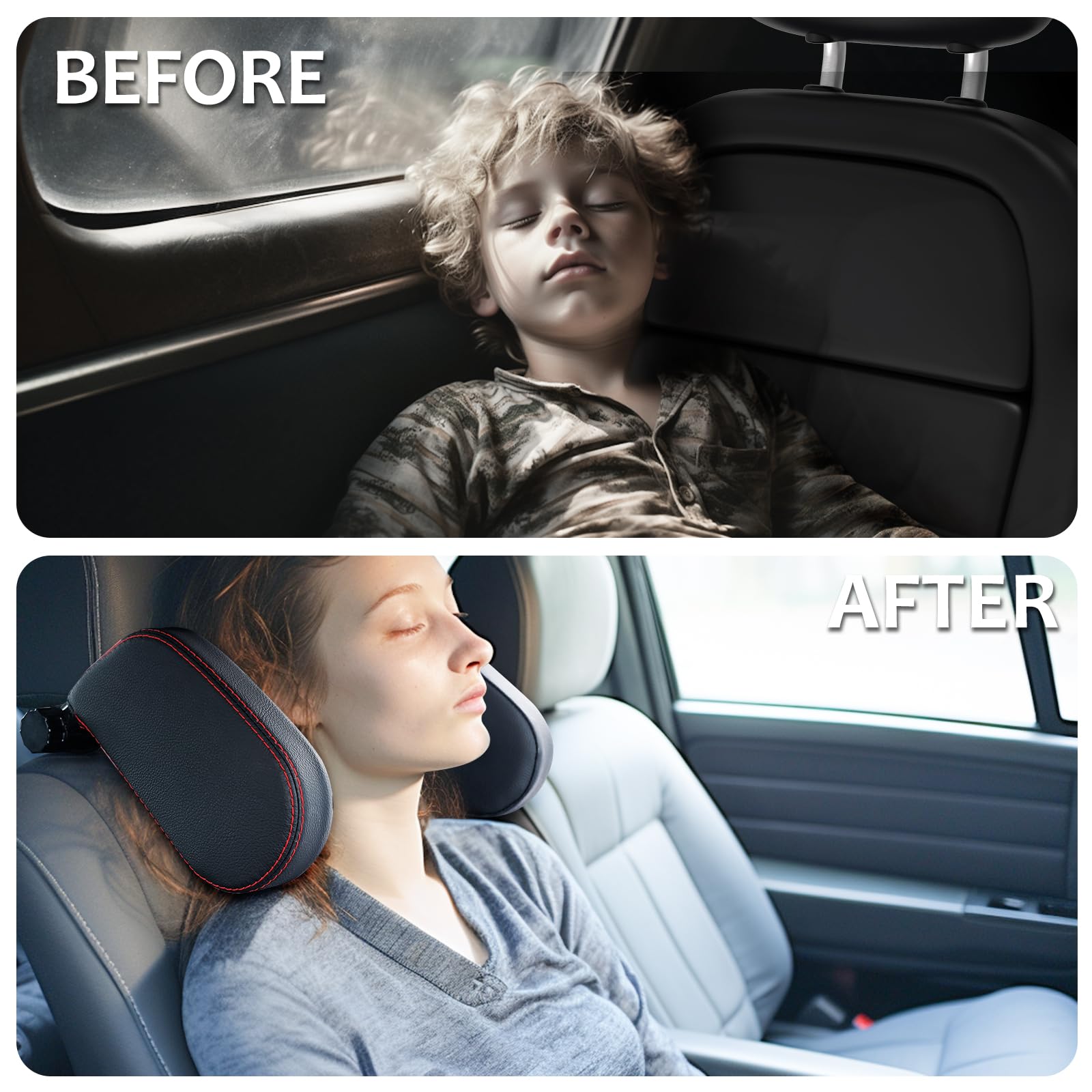 Repose Tête Voiture Rotatif 360° Réglable Mousse Mémoire Enfant Adulte | Cale Tête Enfant Voiture Respirant et Détachable avec Confort de Sommeil Installation Facile pour Dormir en Voyage