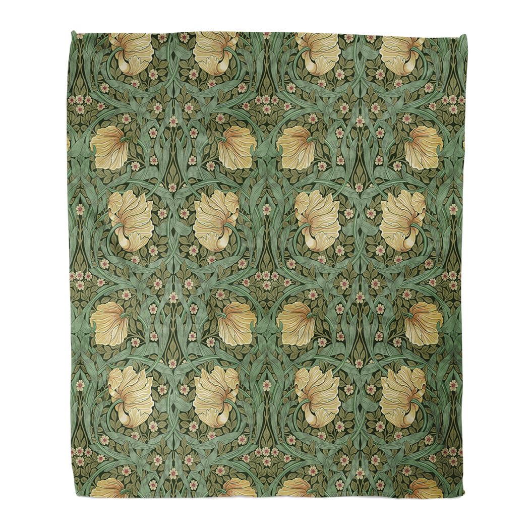 Couverture flanelle William Morris 150x200, plaid chaud pour adulte et enfant contre le froid