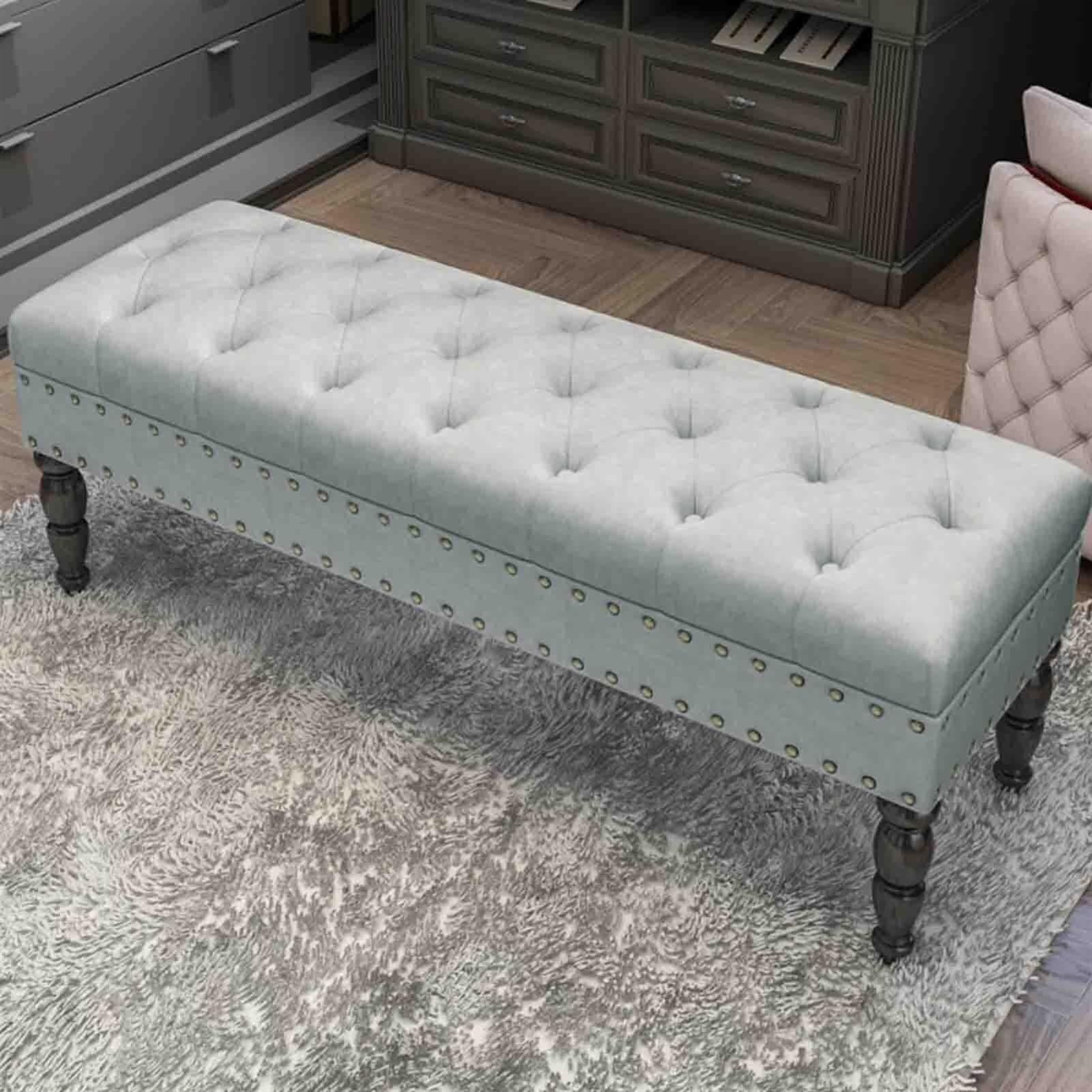 Ottomans et tabourets de salon gris clair 60cm pour repose-pieds de canapé et bout de lit