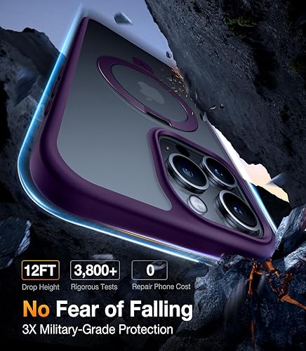 Vista 42 de TORRAS Funda magnética Ostand para iPhone 14 Pro Max [prueba de caídas de grado militar y compatible con MagSafe y soporte integrado] translúcida D