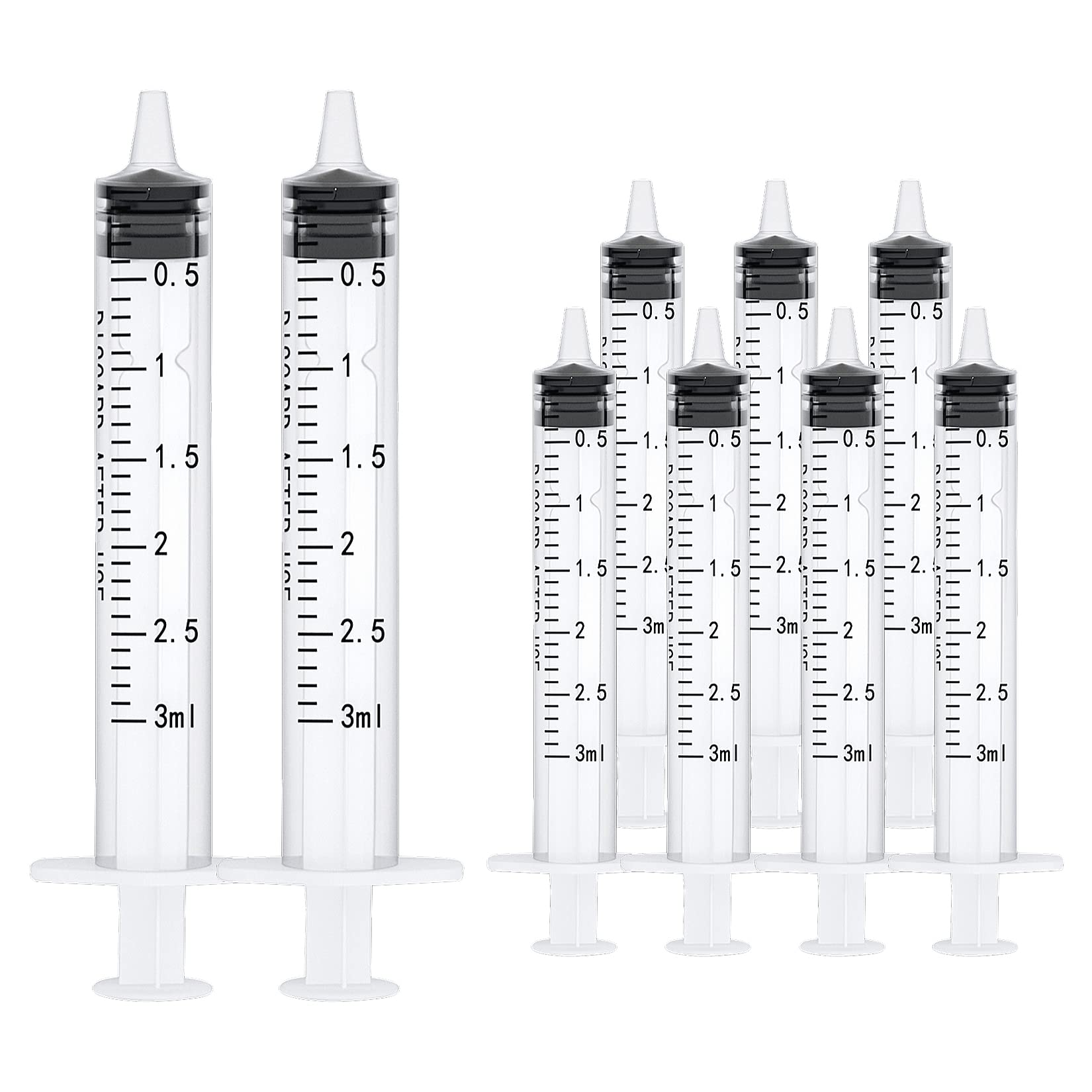 Beicok 100 Pack 3ml Syringe Without Needle, for Scientific Labs, Measuring Liquids, Feeding Pets, Oil or Glue Applicator, Individually Wrapped (3ML)
