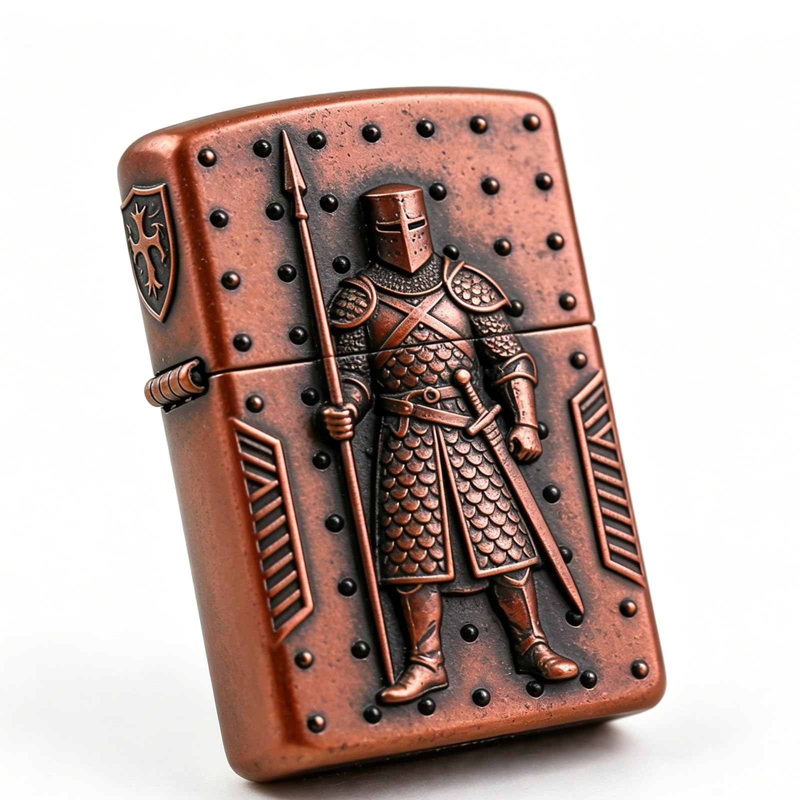 Vintage 3D Soldier Carved Flint Kerosene Lighter Reusable Flip Top Wheel Grinding Open Flame Lighter for Outdoor Use (B)