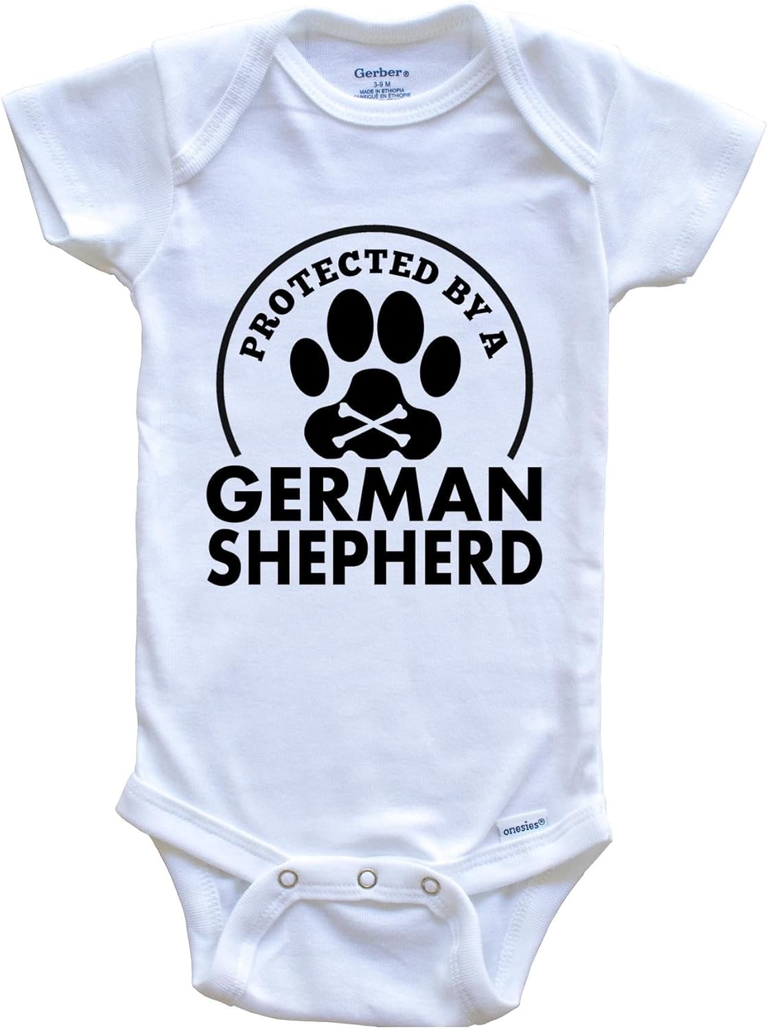 Protected by A German Shepherd Funny One Piece Baby Bodysuit