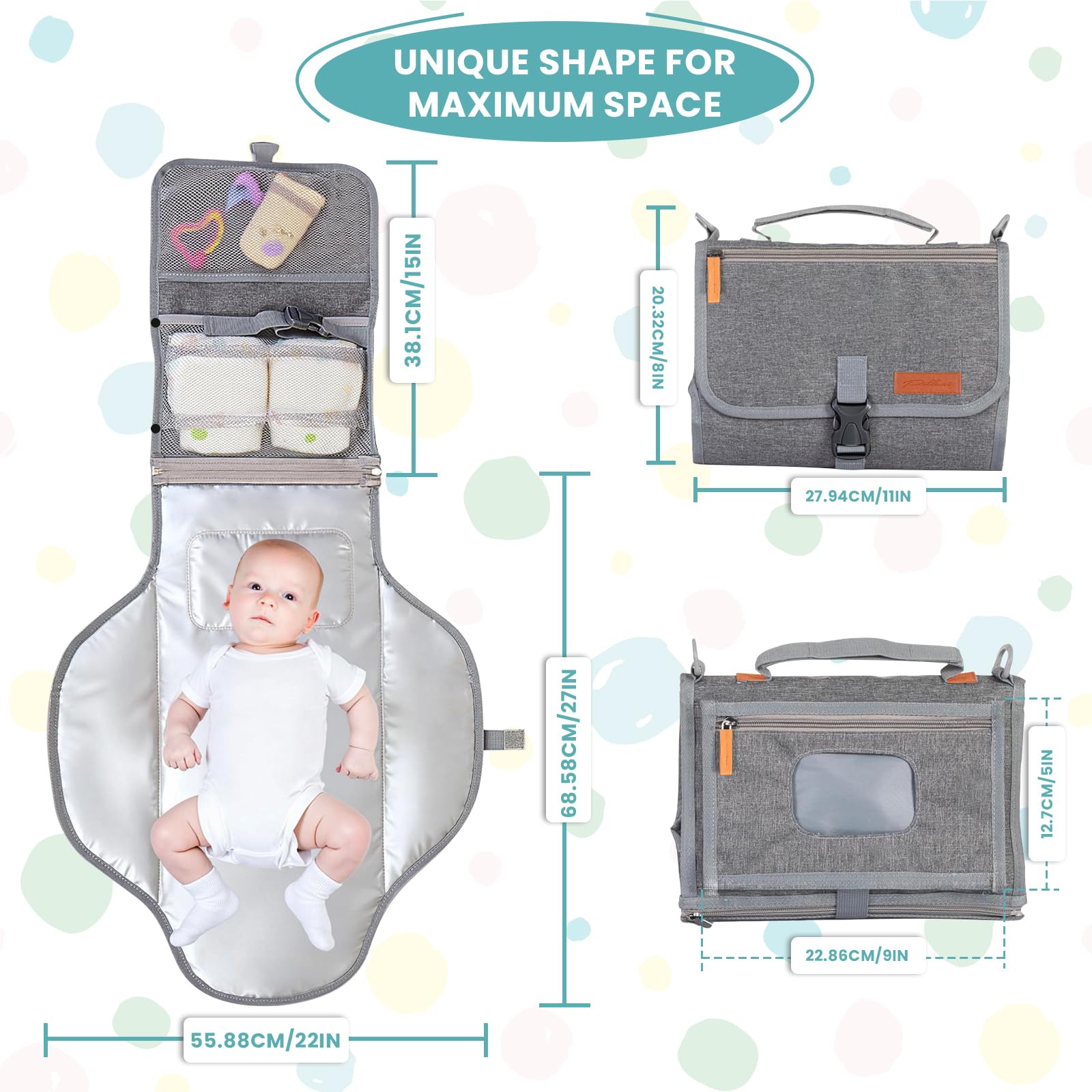 UBRAVOO Portable Diaper Changing Pad, Baby Diaper Changer Travel Bag with Wipes Pocket, Smart Design Portable Changing Mat - Image 2