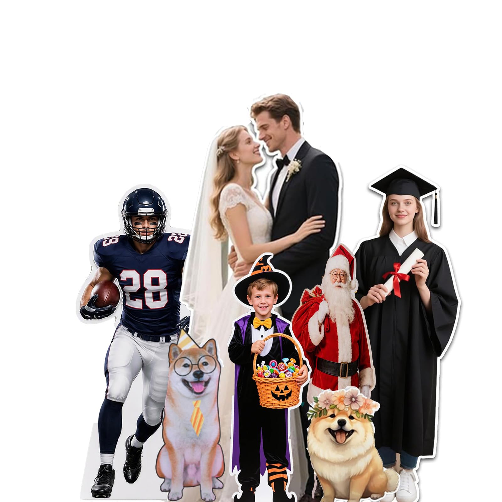 Personalisierter lebensgroßer Pappaufsteller aus wetterfestem Karton - Mit Ihrem eigenen Foto für Geburtstag, Hochzeit oder Partys. Inkl. Aufstellvorrichtung