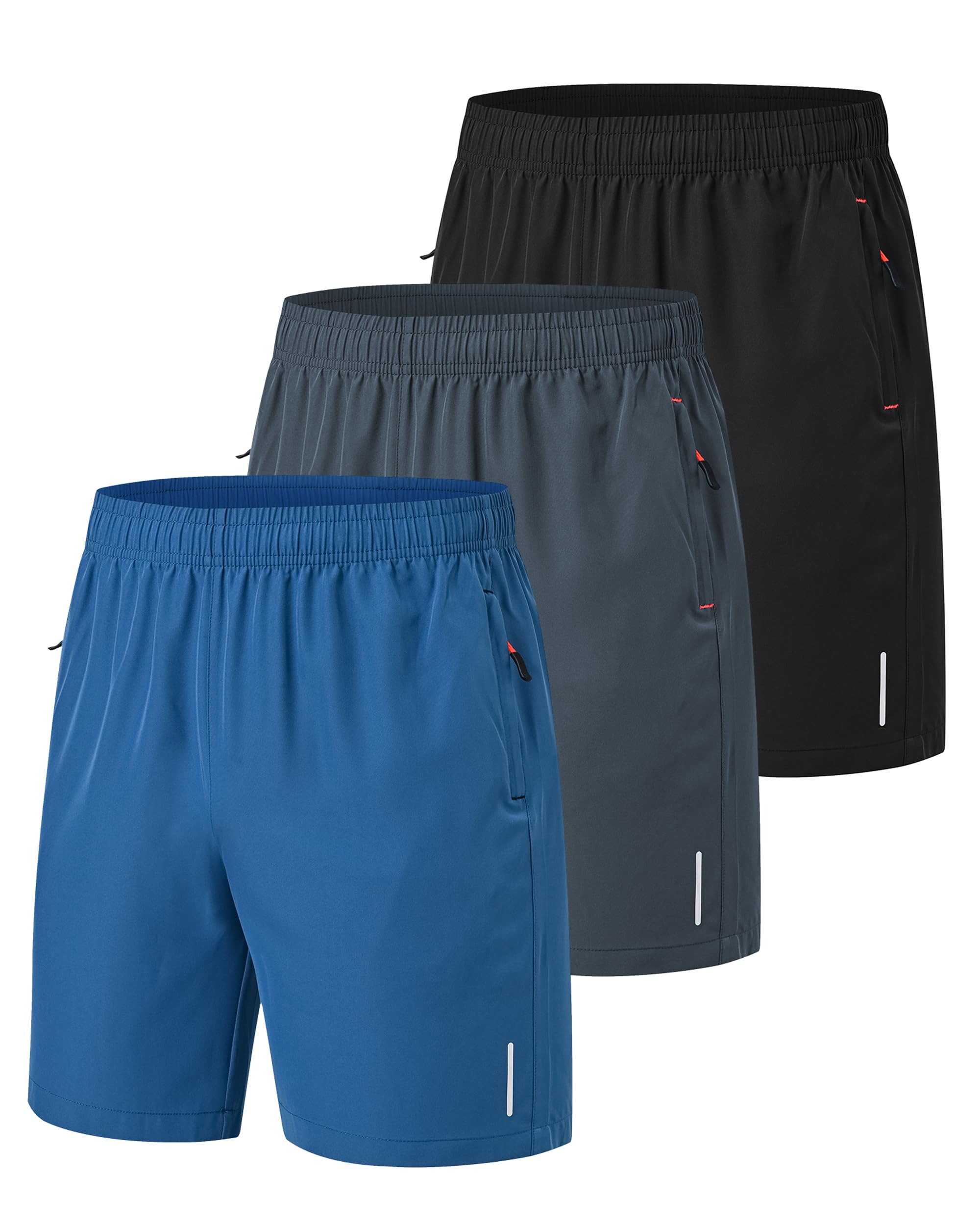 Zoofly 3er Pack Sporthose Kurze Herren Sommer Sport Shorts Mit Reißverschlusstaschen Elastische Fussball Fitness Tennis Hose Männer