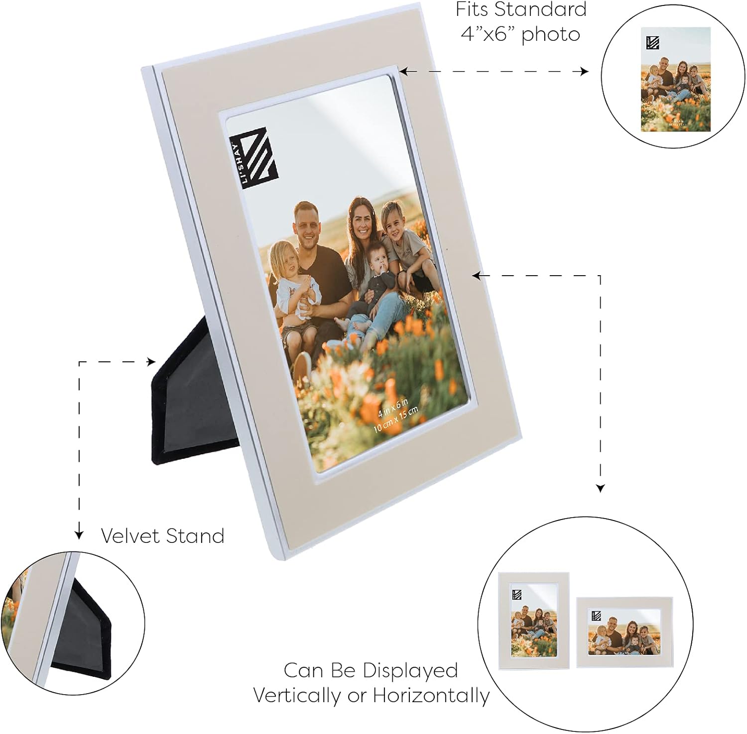 Li'Shay Brushed Metal Ivory 5x7 and 4x6 Photo Frame Picture Frame