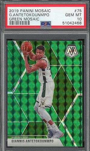 Giannis Antetokounmpo 2019 Panini Mosaic Green Mosaic Card #75 PSA 10