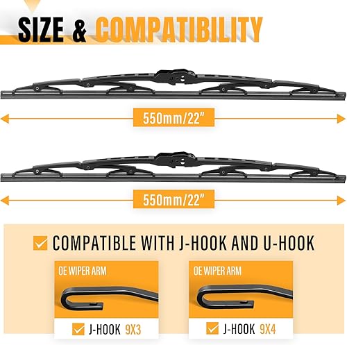 Miniatura 2 de AUTOBOO Repuesto de limpiaparabrisas de 22 pulgadas + 22 pulgadas para Ford F150 F250 F350 F450 F550 2021 2020 2019 2018 2017 2016 2015 2014 2013