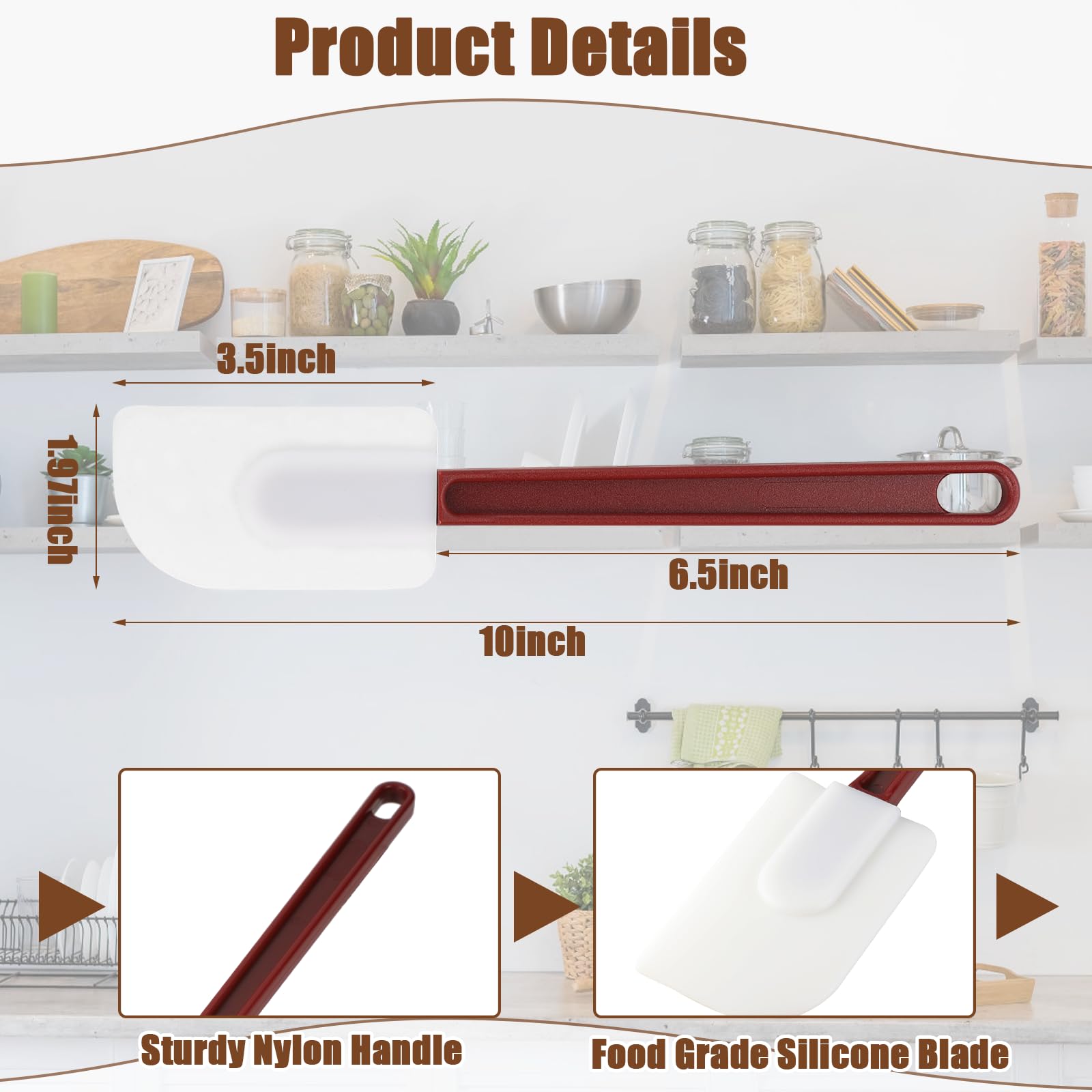 9 espátulas de silicona resistentes al calor, espátulas de goma comerciales, antiadherentes, resistentes para cocina, hornear, mezclar, aptas para lavavajillas, resistentes a 260.0 °C (rojo oscuro y