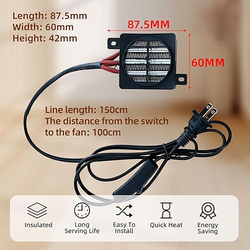 Miniatura 3 de Calentador de ventilador PTC 200W 110V eléctrico de cerámica ahorro de energía de aislamiento de temperatura constante Elemento de calefacción con
