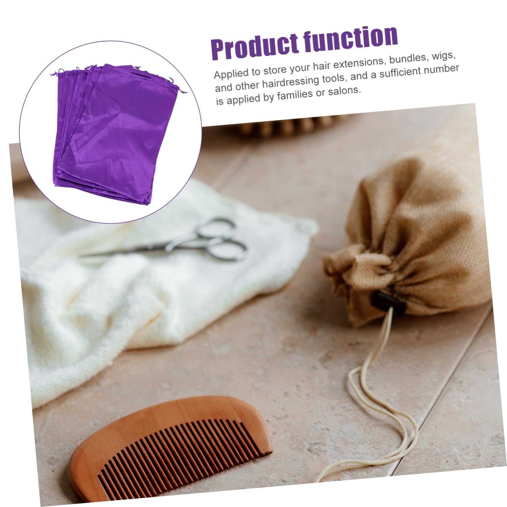 Perückenbeutel 10 Stück aus Satin mit Kordelzug in Violett