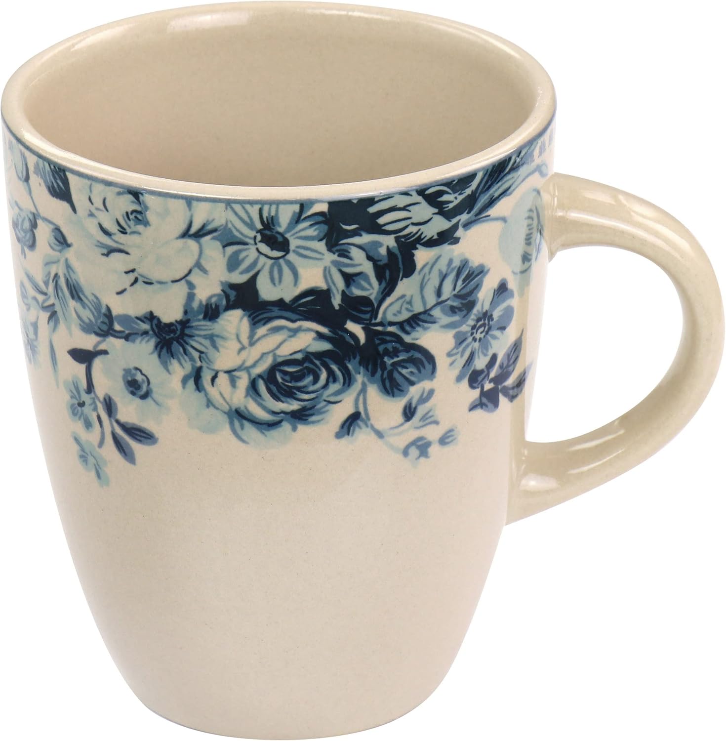 Elama Traditional Dessert Rose 16 Piece Dinnerware Set, Desert with Blue Rose Accents (EL-BLUE-ROSE)