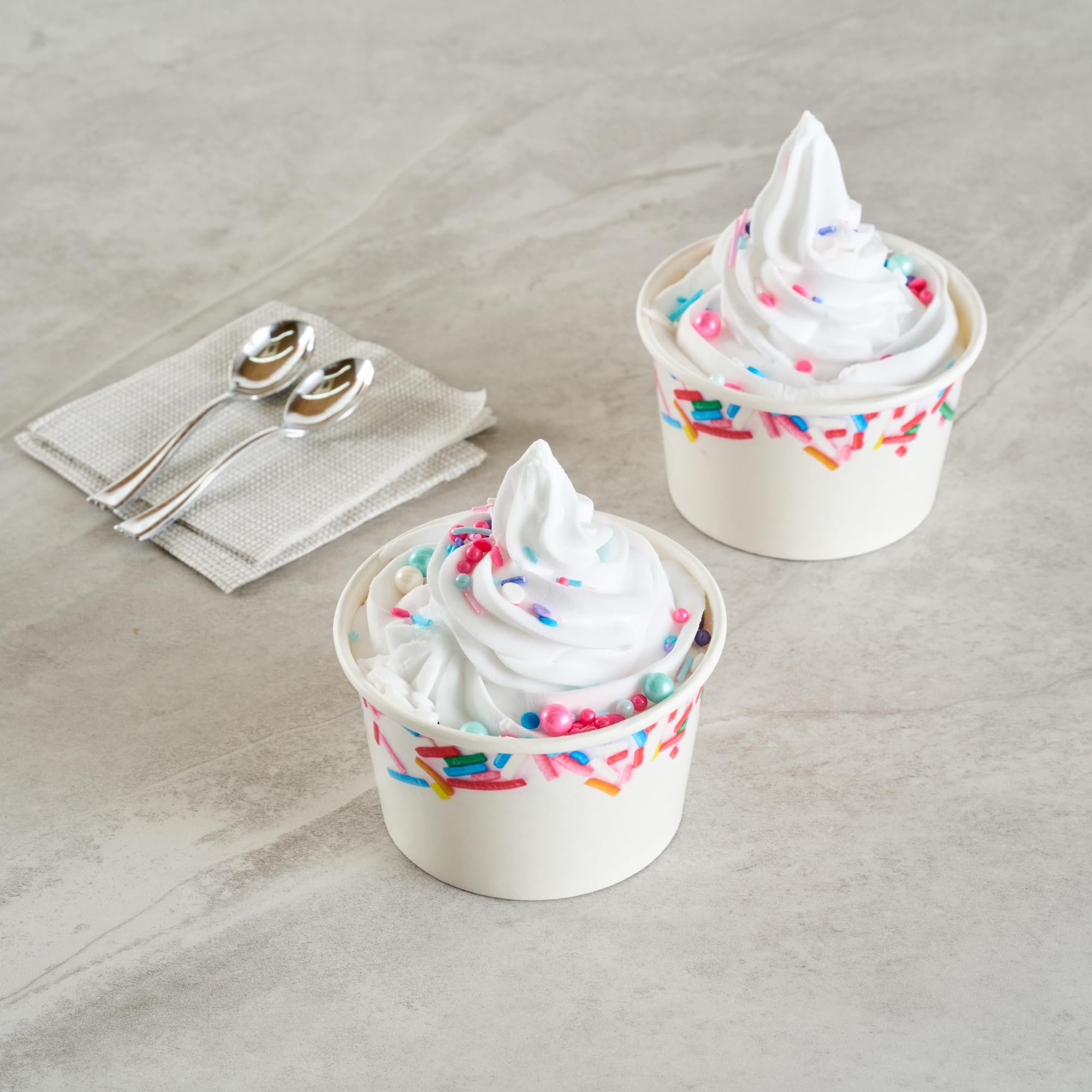 Restaurantware Eisbecher 200 Stück 226.8 g auslaufsichere Einweg-Dessertschale Frozen Joghurtbecher runder Papierbehälter für kalte und heiße Desserts